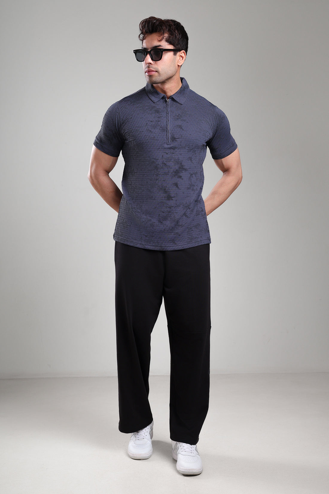 Grow Textured Polo Tee Dark Grey