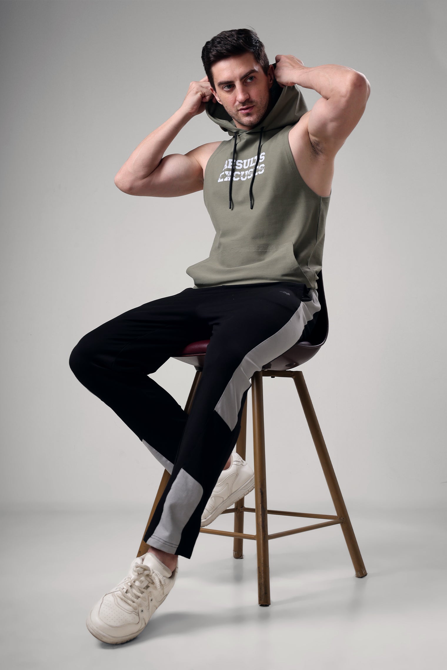 Results Sleeveless Hoodie Mid Grey