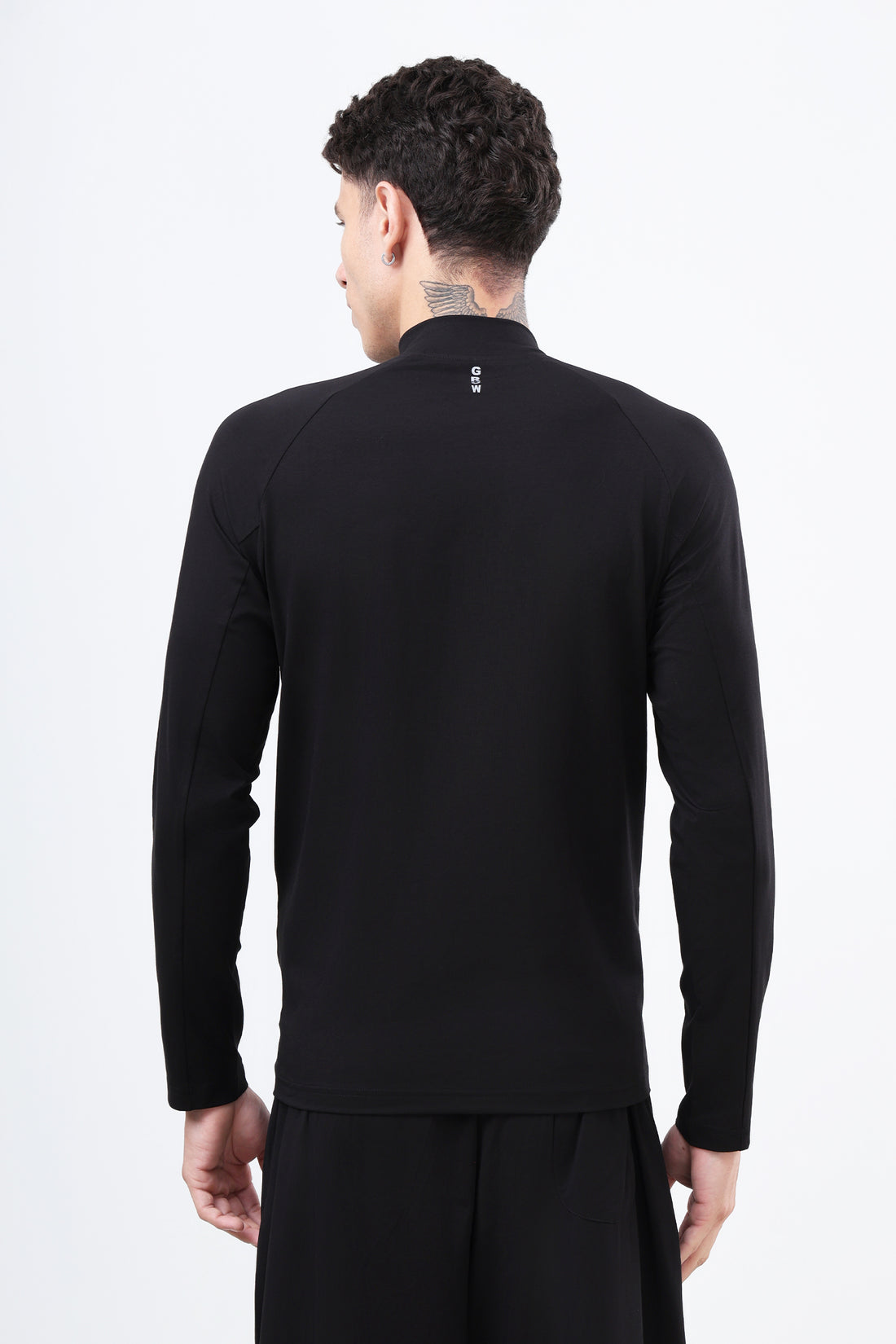 Raglan Quarter Zip T-Shirt (Cotton Feel) Black