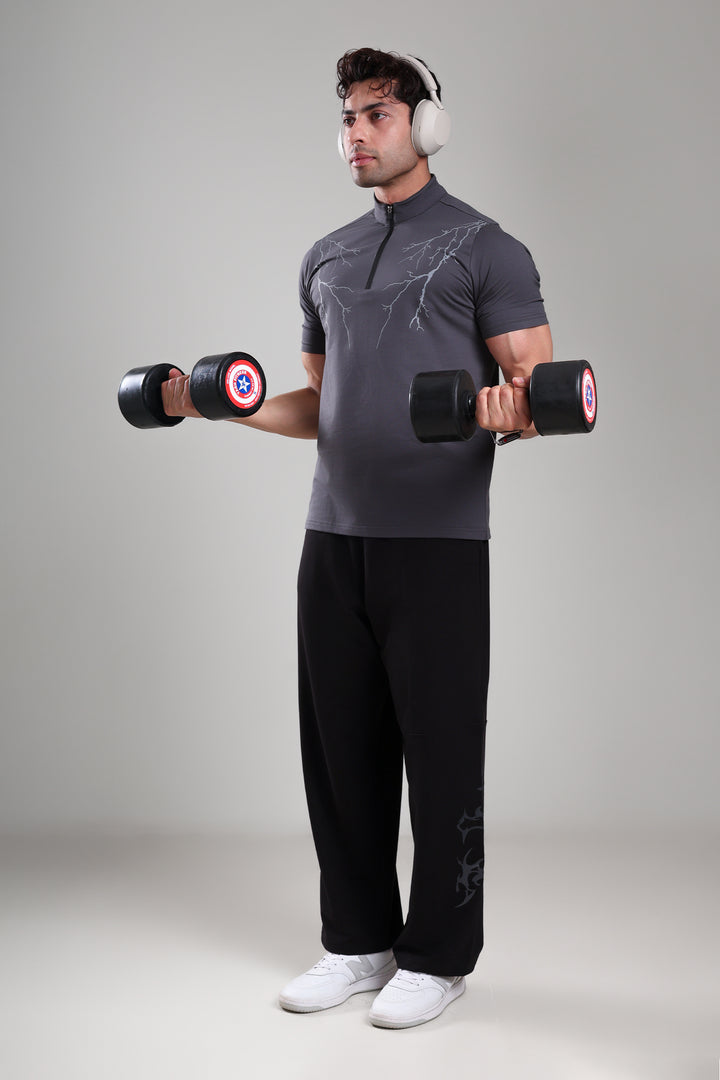 GROW AlphaFlex Quarter Zip Tshirt Dark Grey