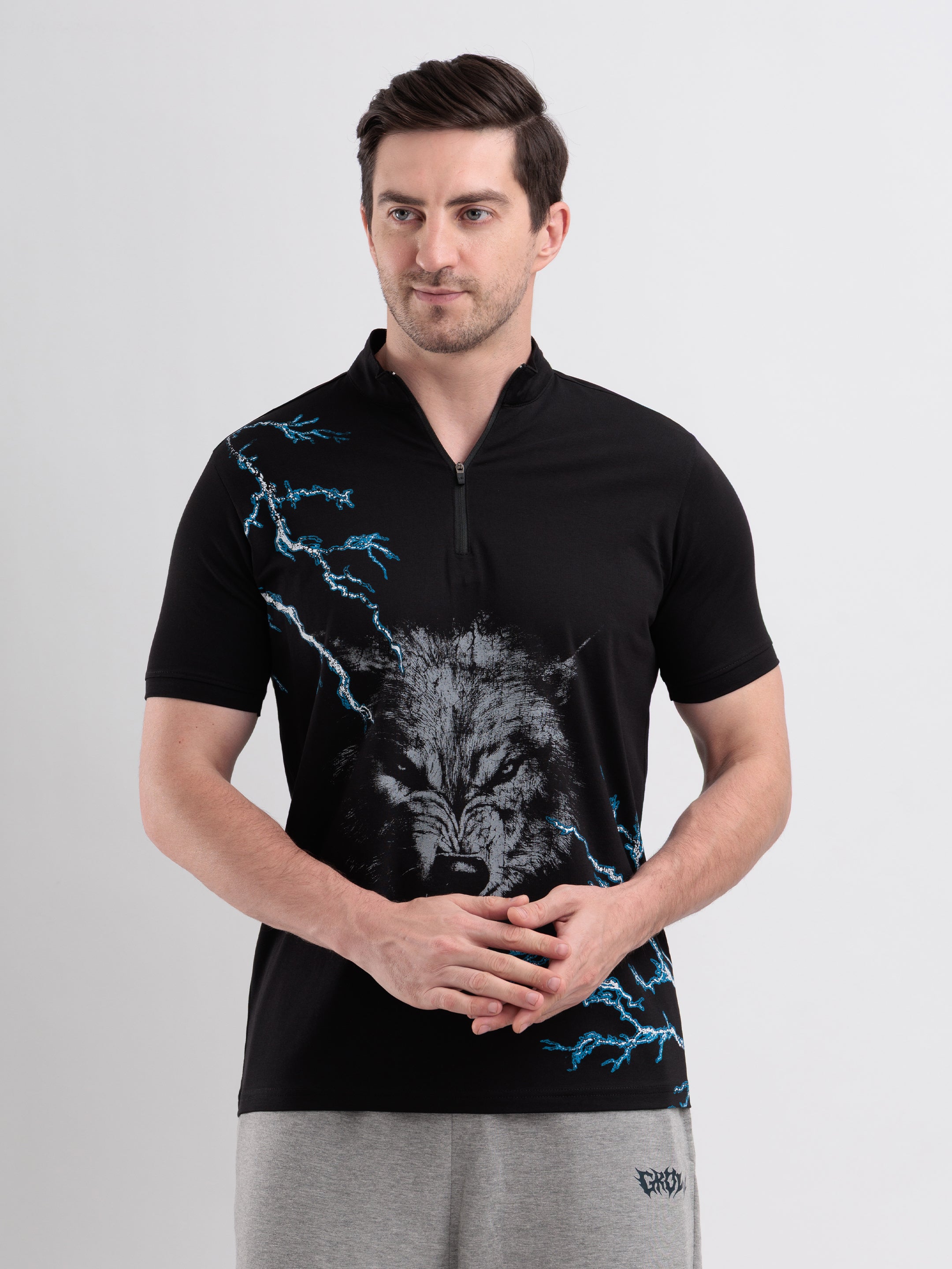 Thunderwolf Quarter Zip Tshirt Black