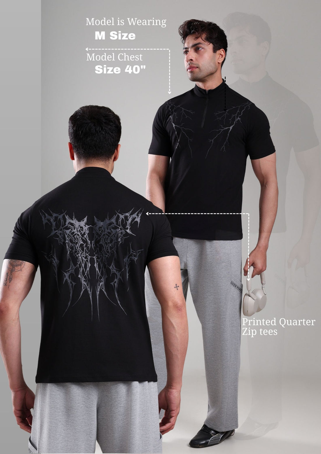 GROW AlphaFlex Quarter Zip Tshirt Black