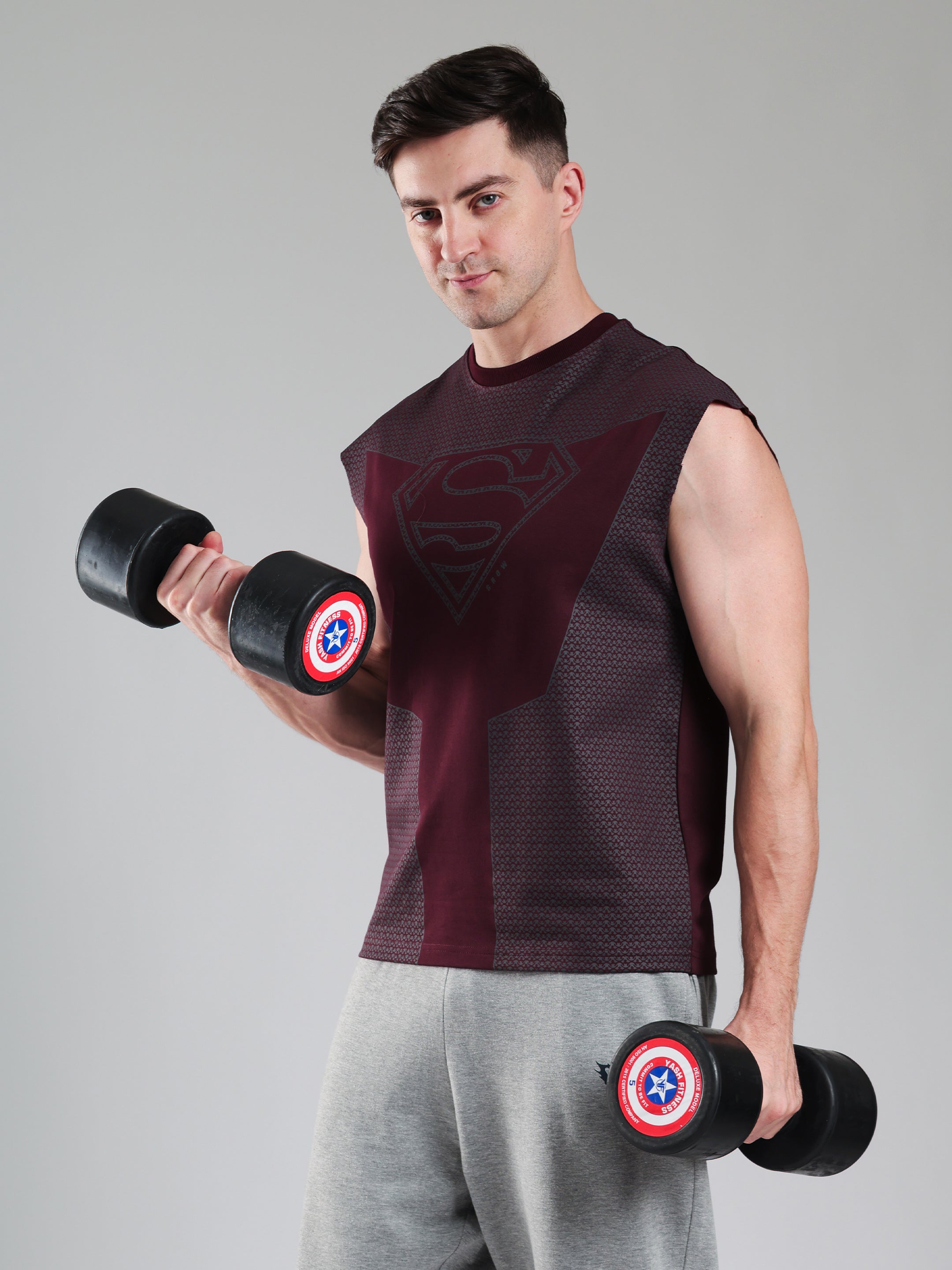 Superman Capsleeves Tee Maroon