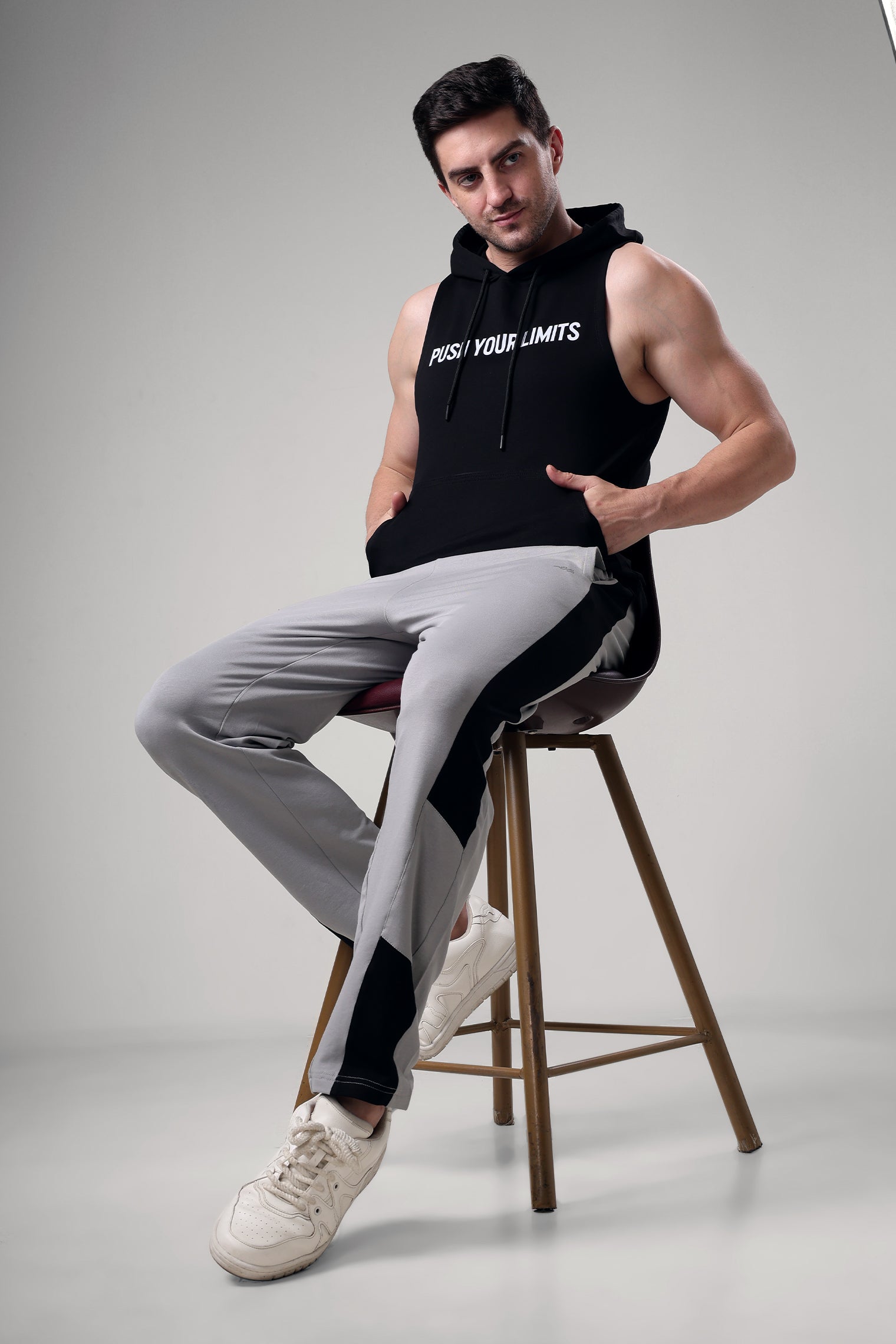 Push Sleeveless Hoodie Black