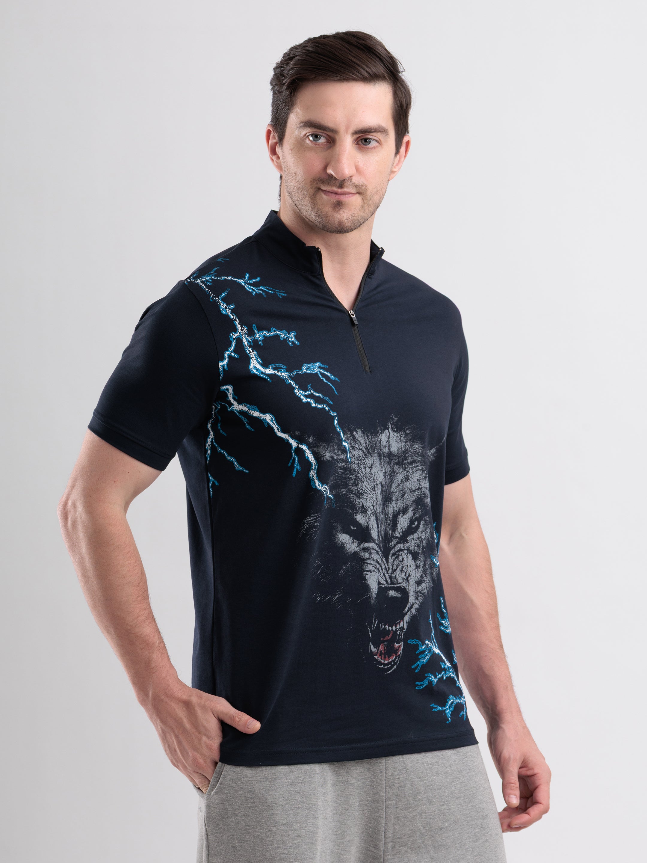 Thunderwolf Quarter Zip Tshirt Navy