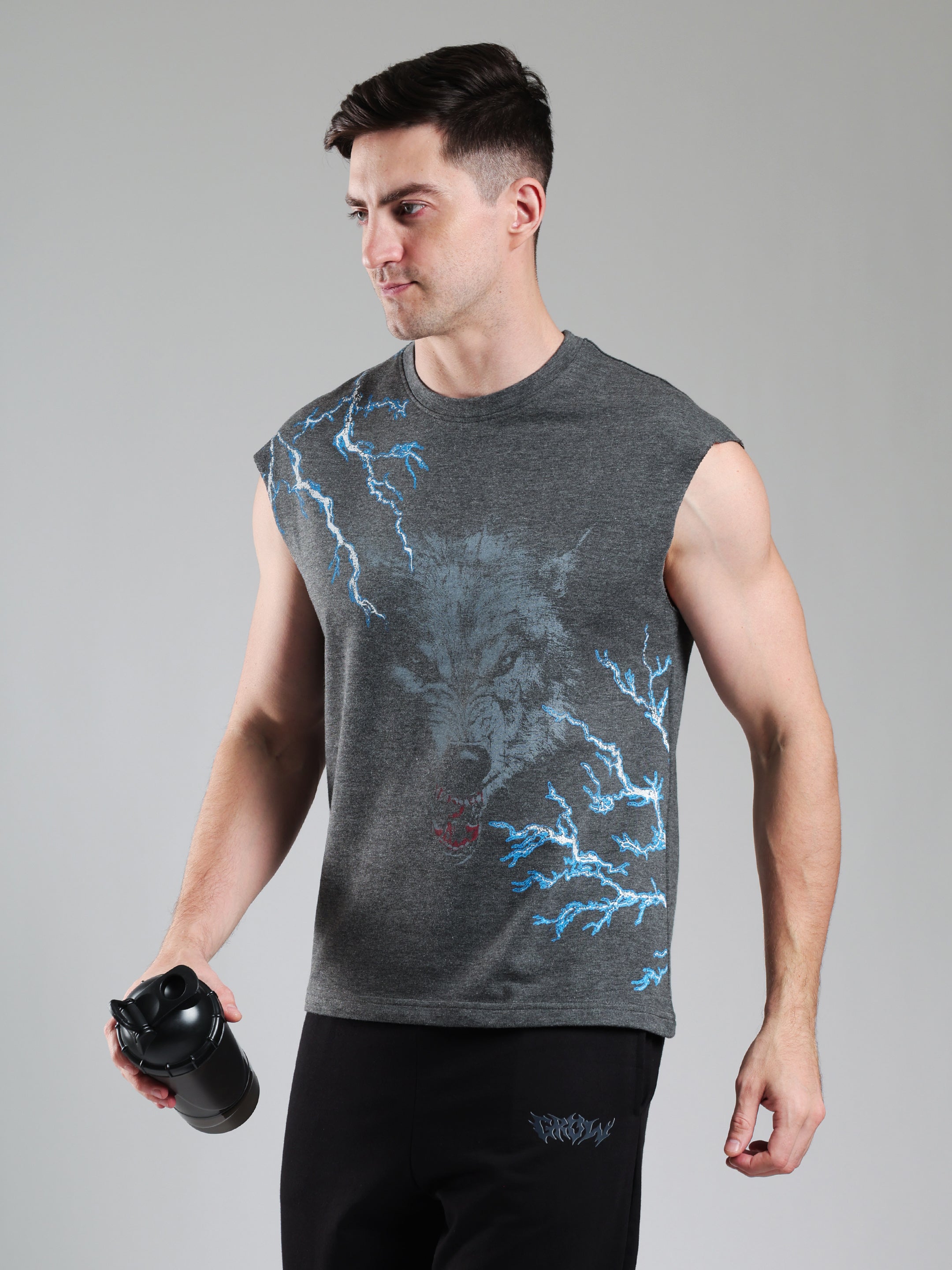 Grow ThunderWolf Capsleeves Tee Dark Grey