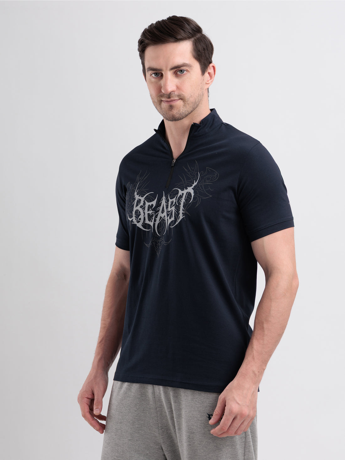 Beast Quarter Zip Tshirt Navy