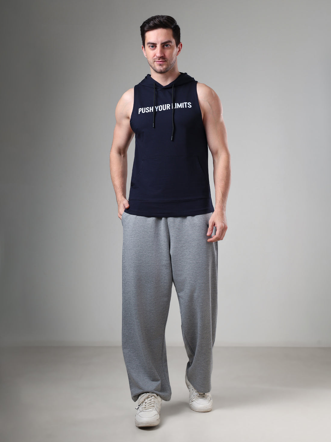 Push Sleeveless Hoodie Navy