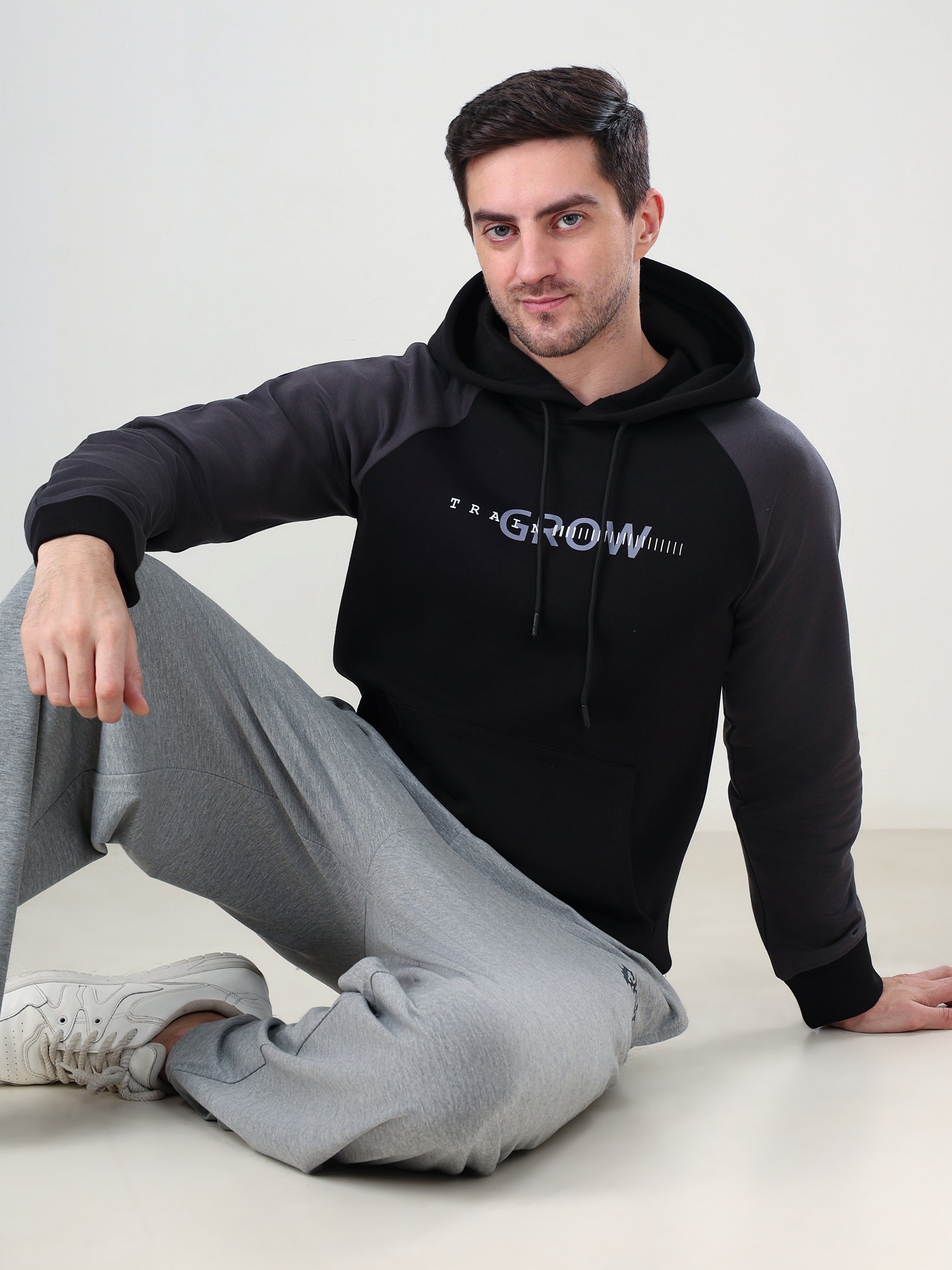 Grow Raglan Comfy Hoodie Black