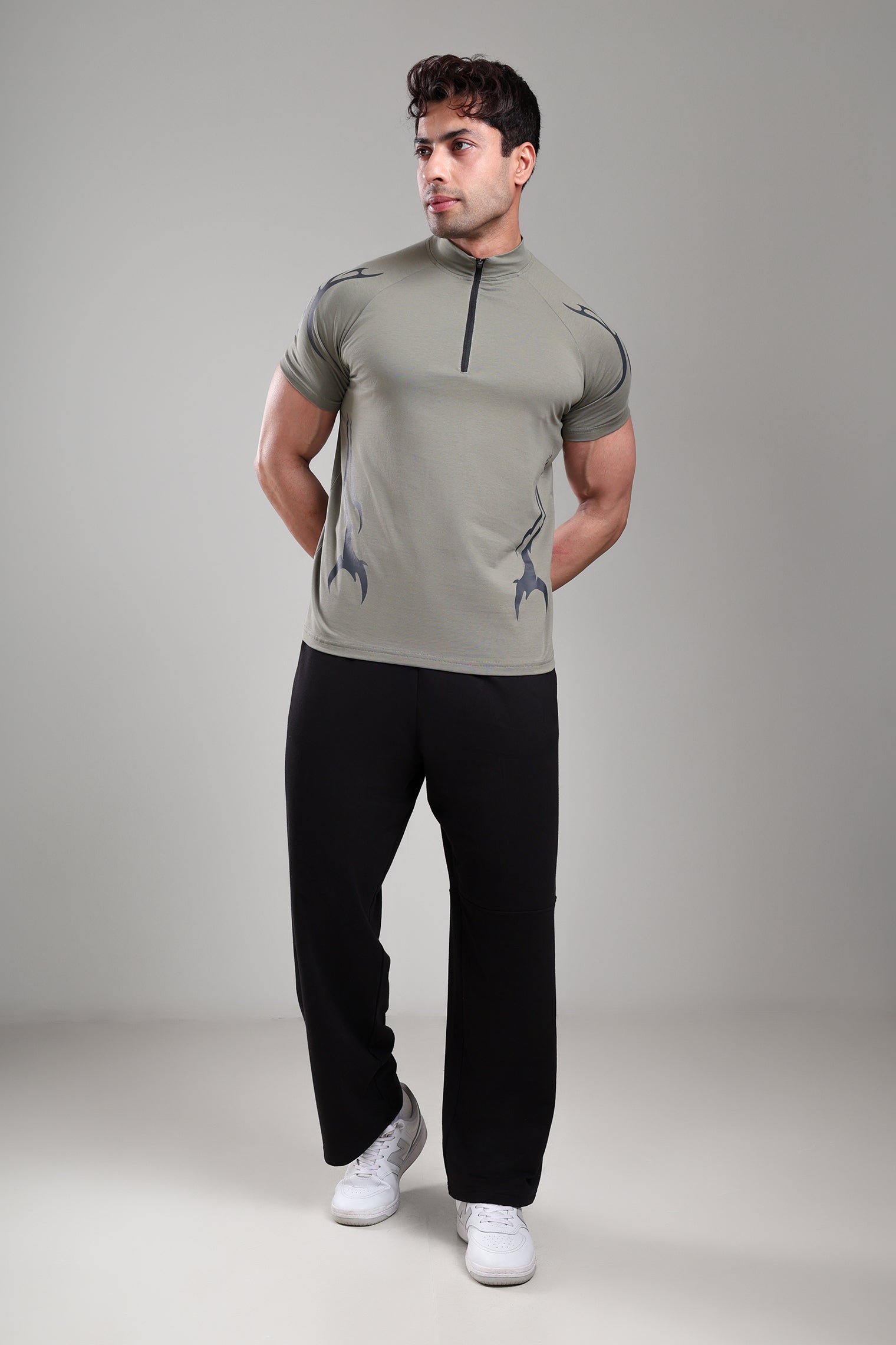 GROW ShadowTribe Zip Tshirt Mid grey