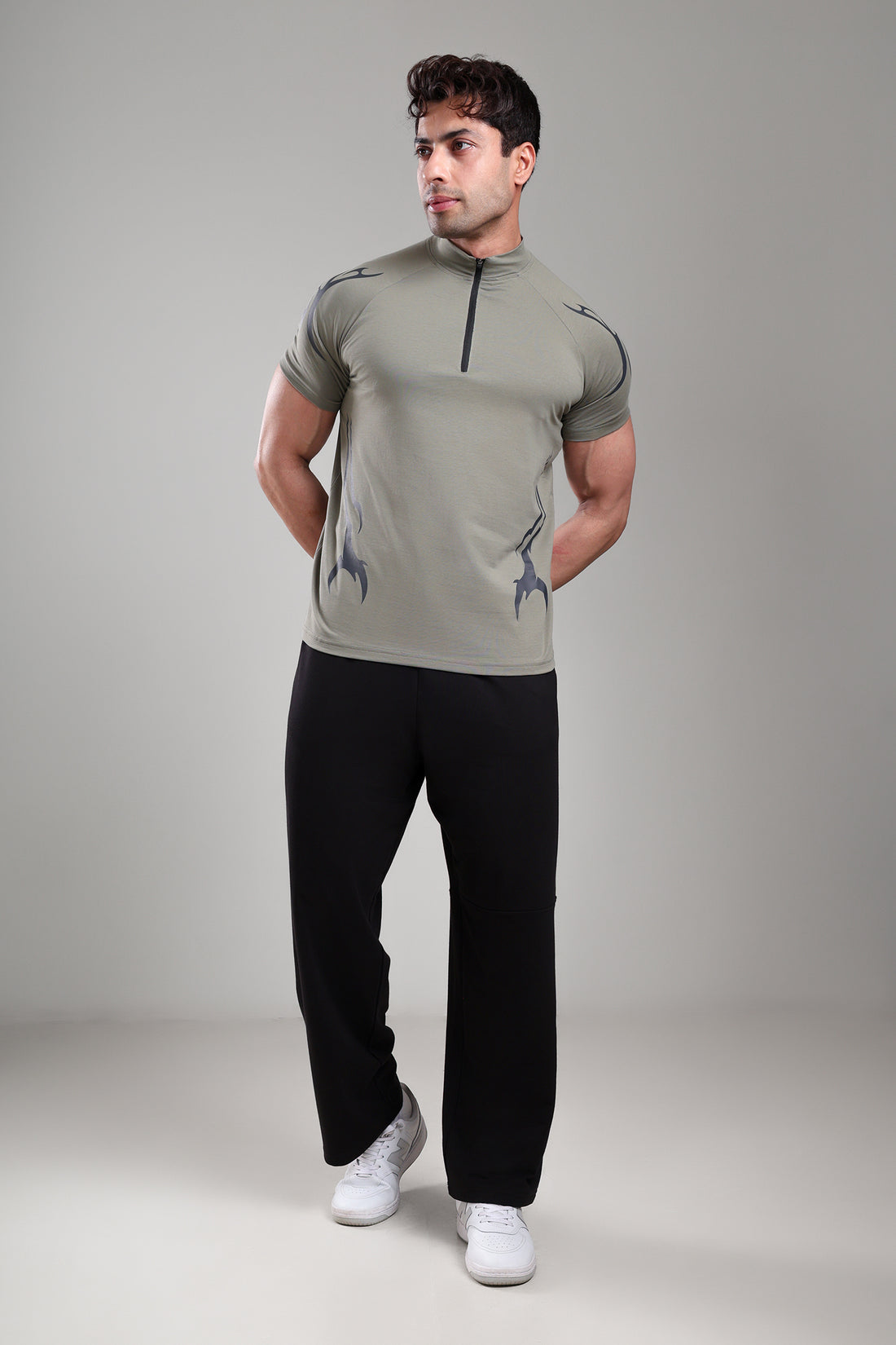 GROW ShadowTribe Zip Tshirt Mid grey