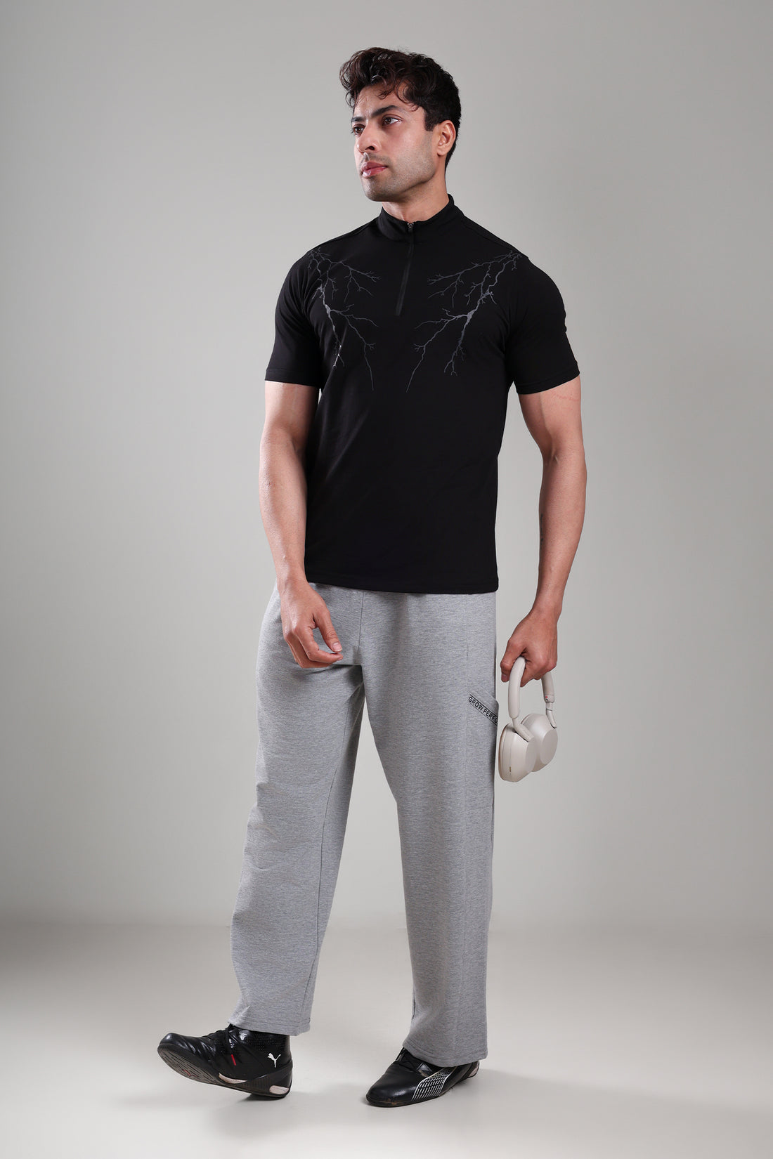 GROW AlphaFlex Quarter Zip Tshirt Black