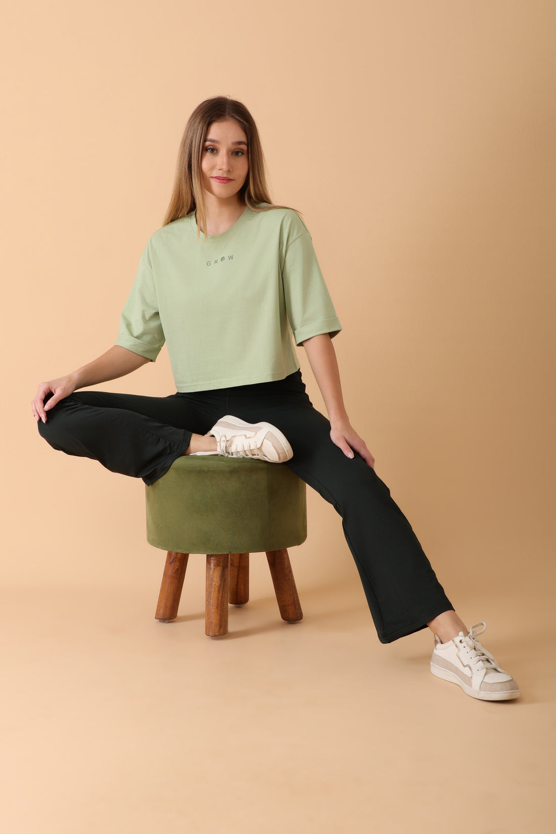 Jacquard Flare Leggings Olive