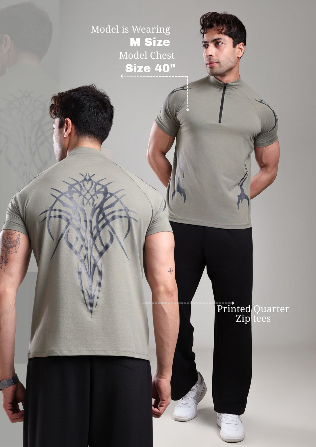 GROW ShadowTribe Zip Tshirt Mid grey
