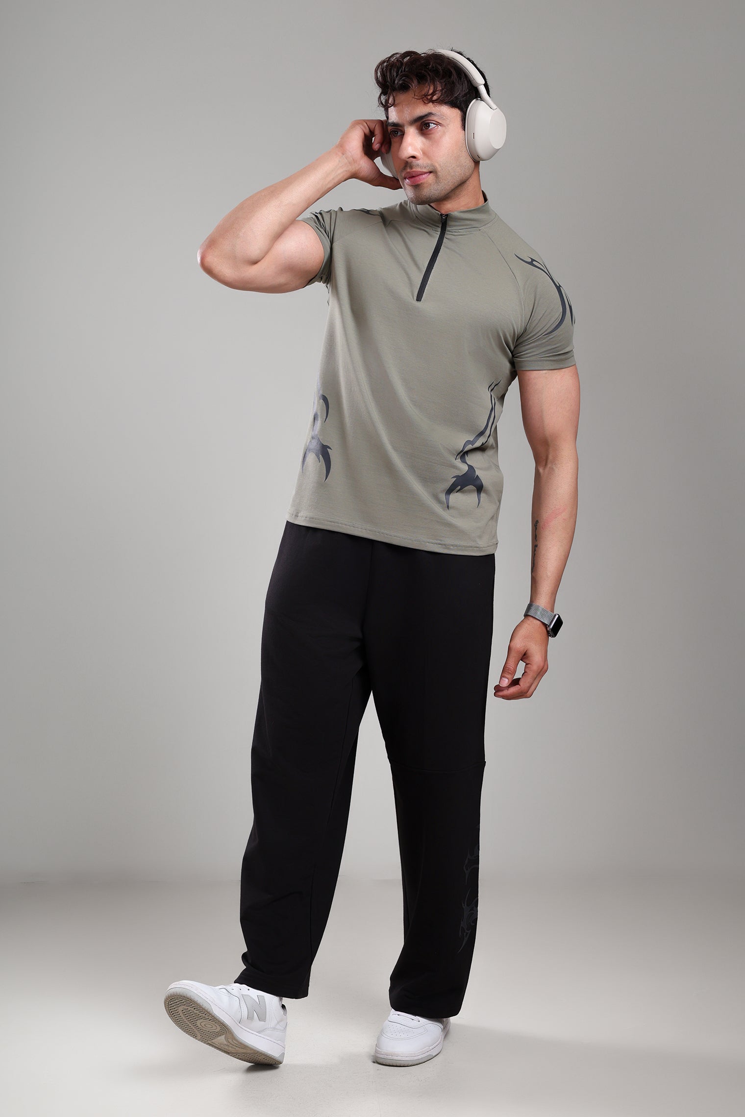 GROW ShadowTribe Zip Tshirt Mid grey