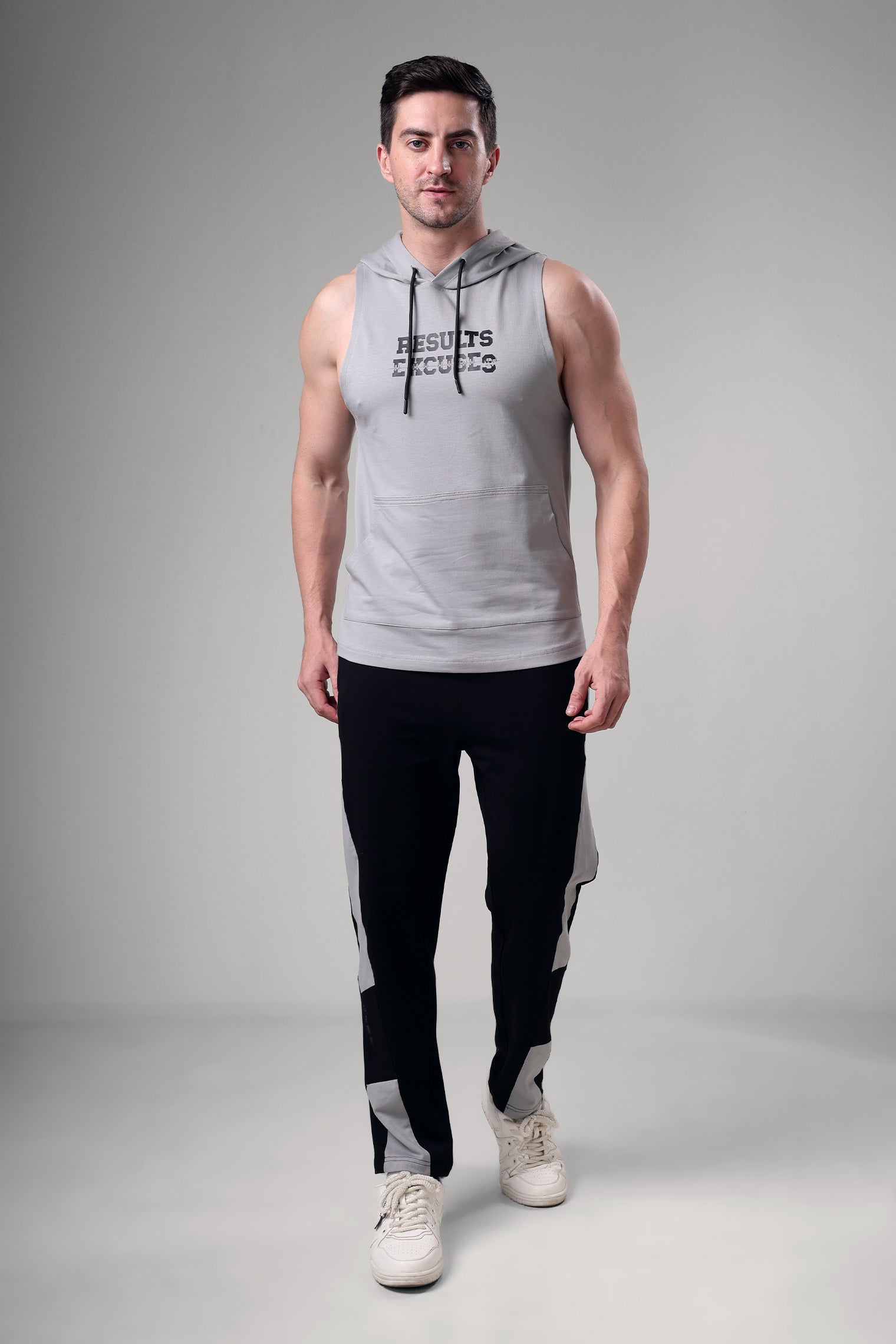 Results Sleeveless Hoodie Light Grey