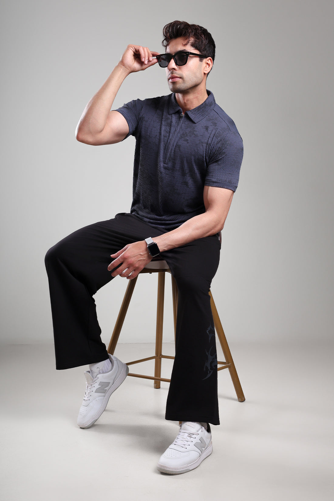 Grow Textured Polo Tee Dark Grey