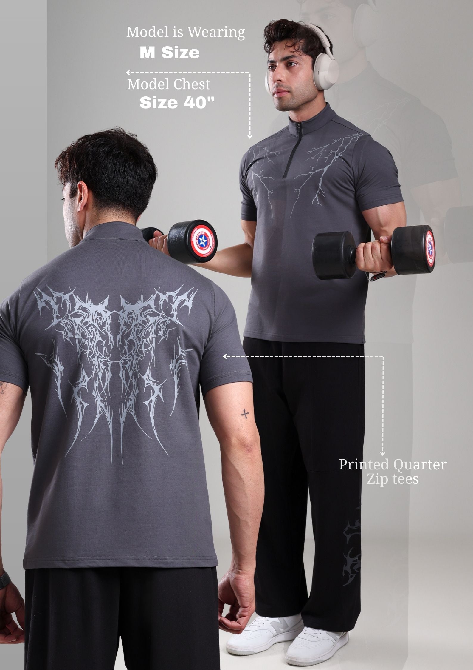 GROW AlphaFlex Quarter Zip Tshirt Dark Grey