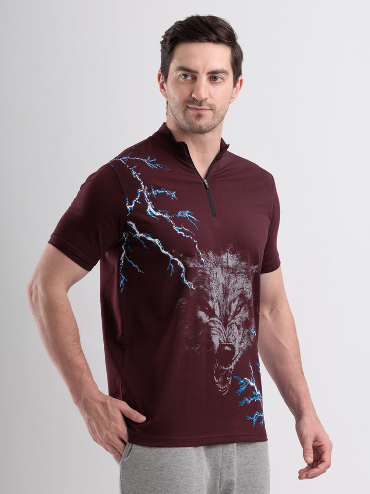 Thunderwolf Quarter Zip Tshirt Wine