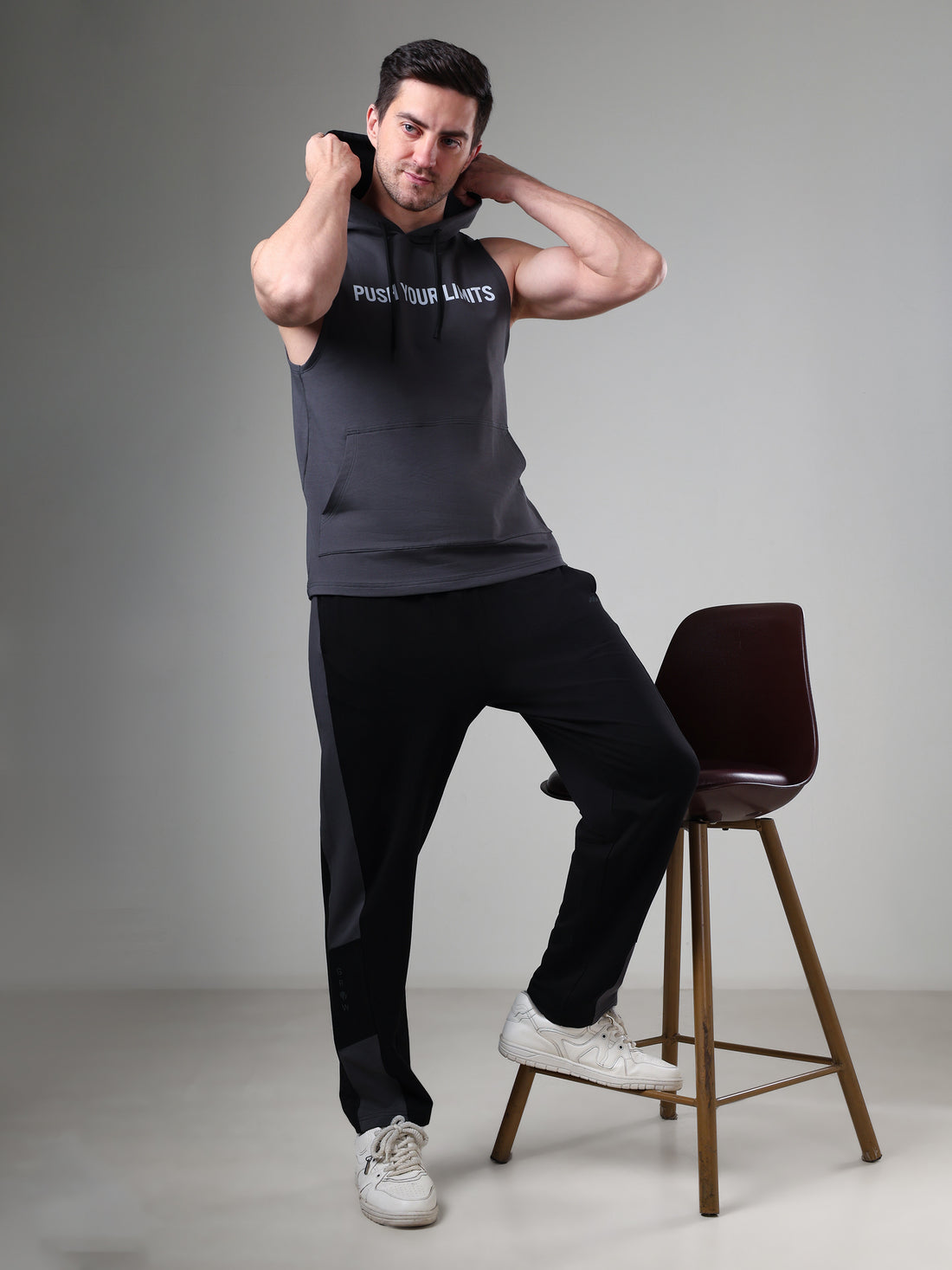 Push Sleeveless Hoodie Dark Grey