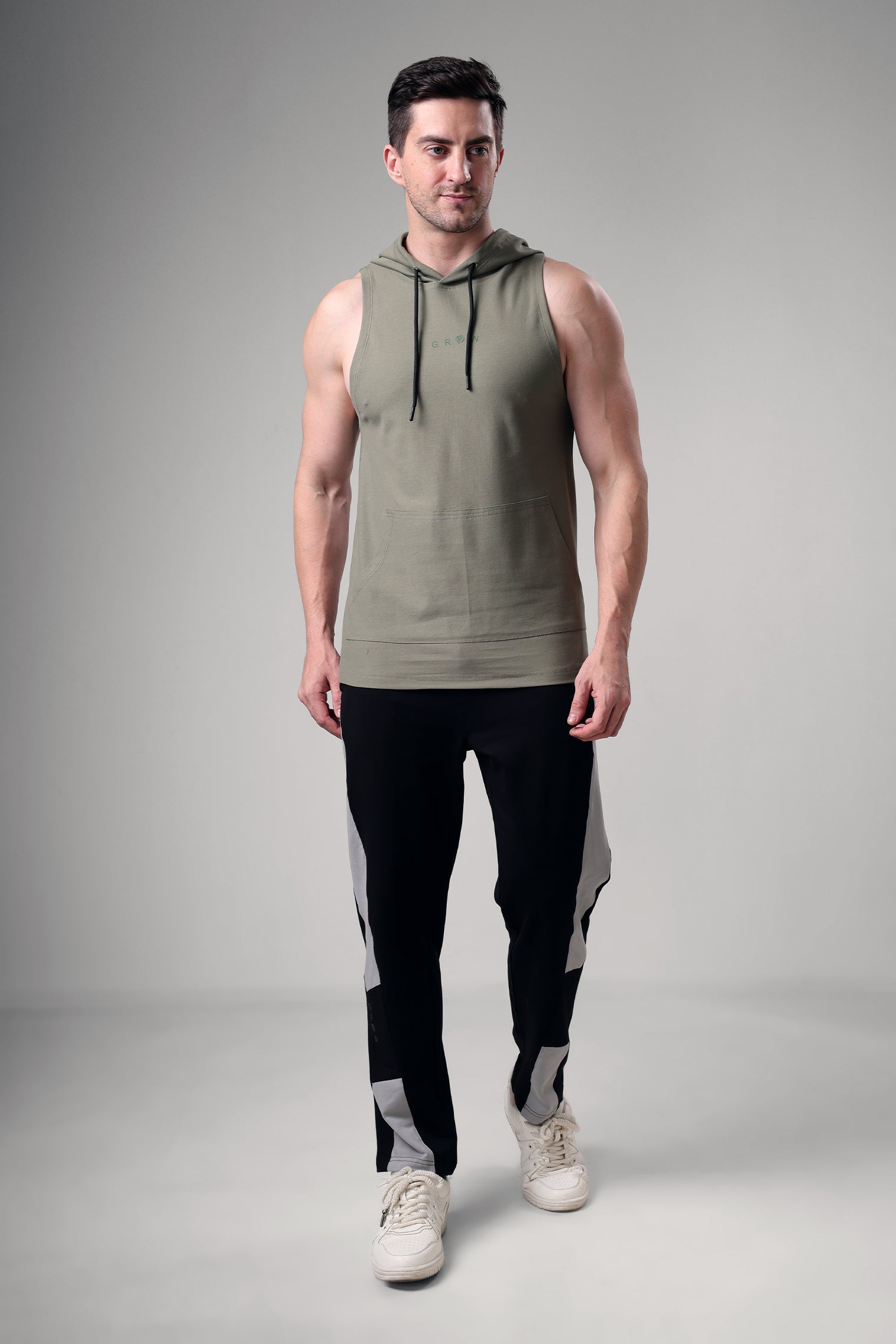 Grow Sleeveless Hoodie Mid Grey