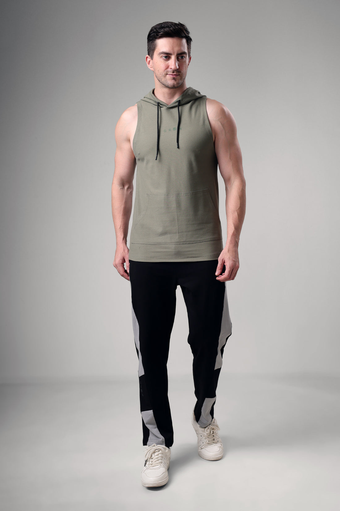 Grow Sleeveless Hoodie Mid Grey