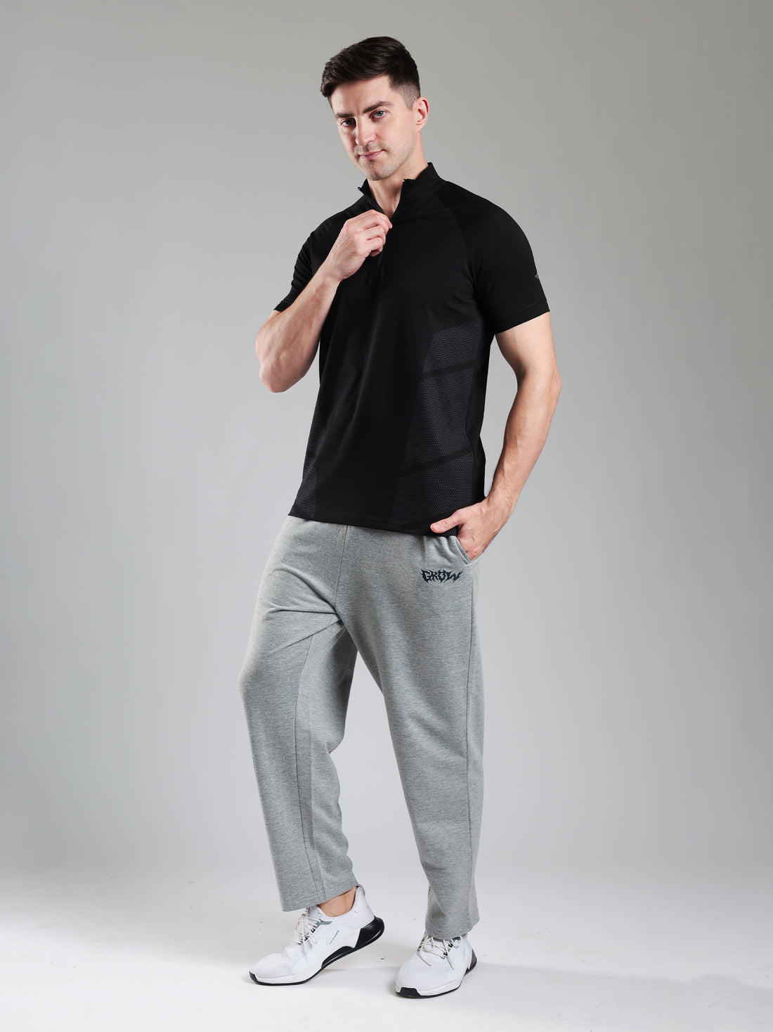 Half Quarter Zip Performance T-Shirt Black