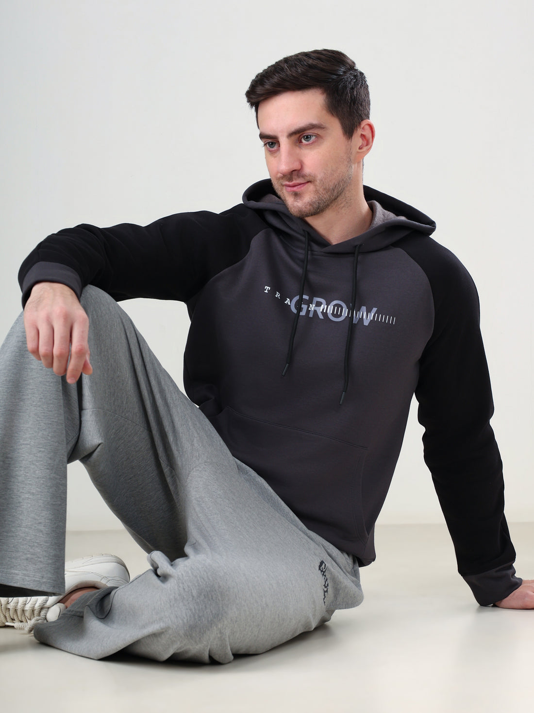 Grow Raglan Comfy Hoodie Dark Grey