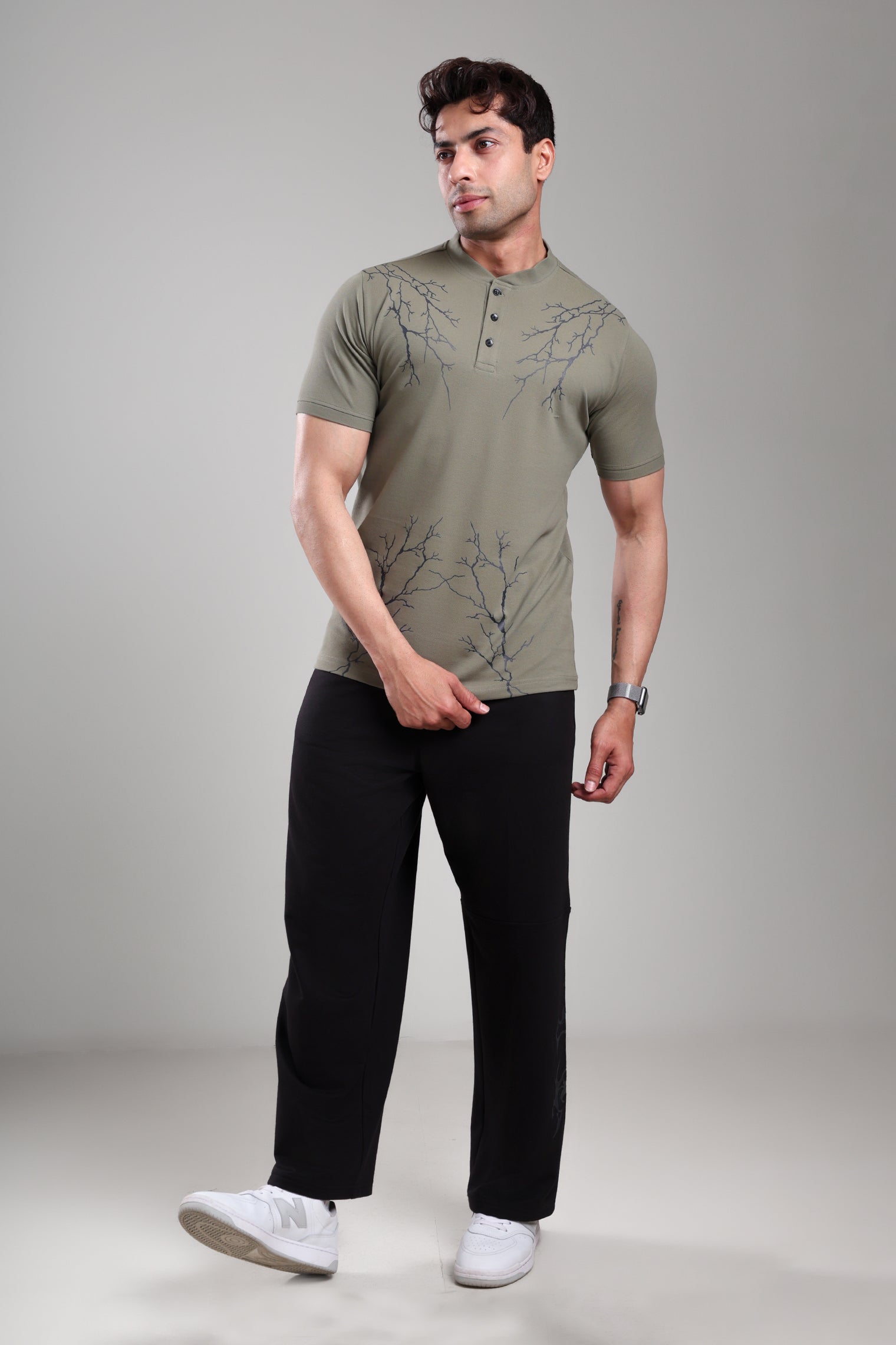 GROW Luxe Henley T-Shirt Mid grey
