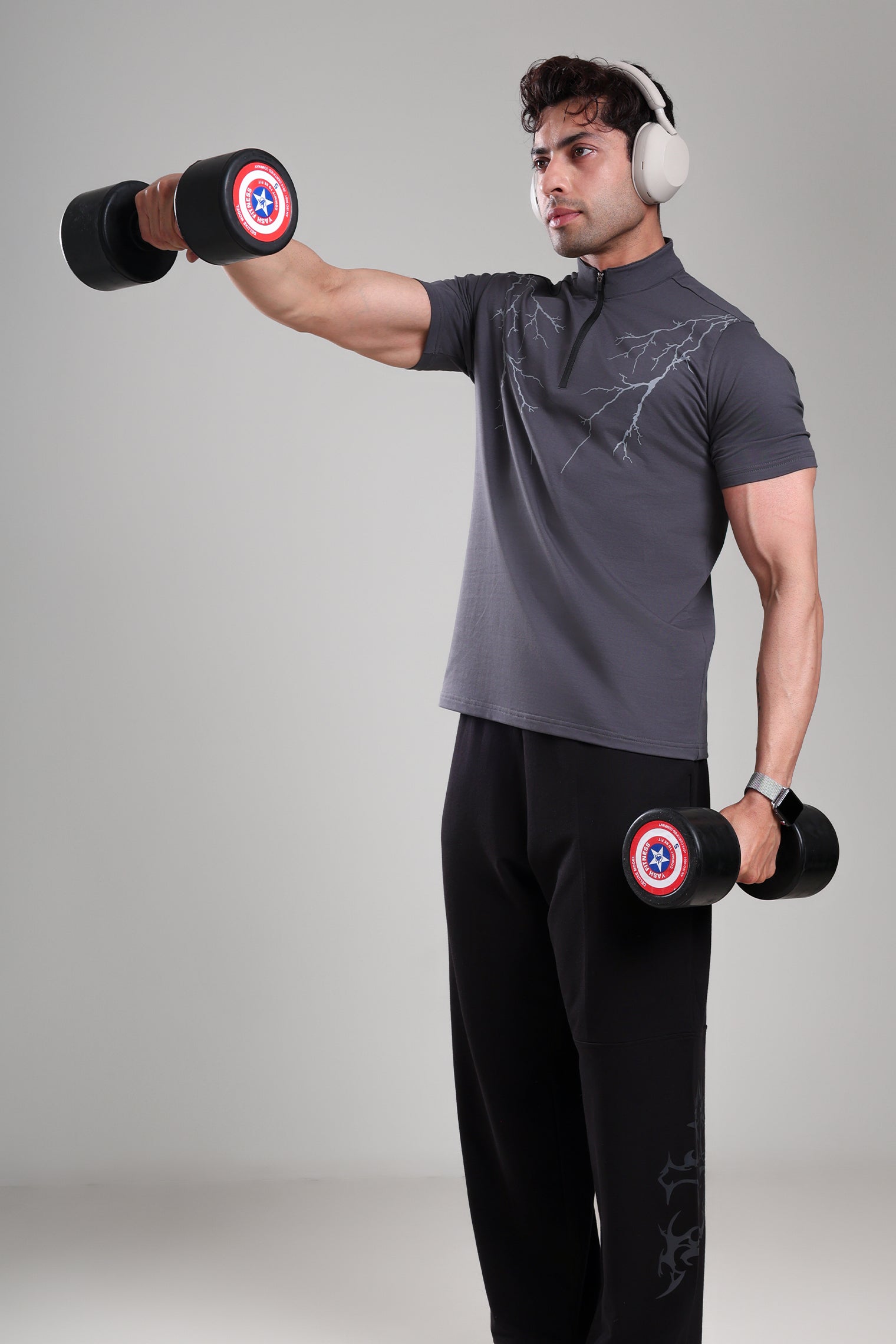 GROW AlphaFlex Quarter Zip Tshirt Dark Grey