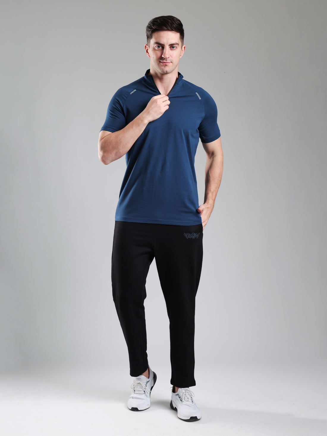 Raglan Quarter Zip Half Sleeves Tshirt Airforce