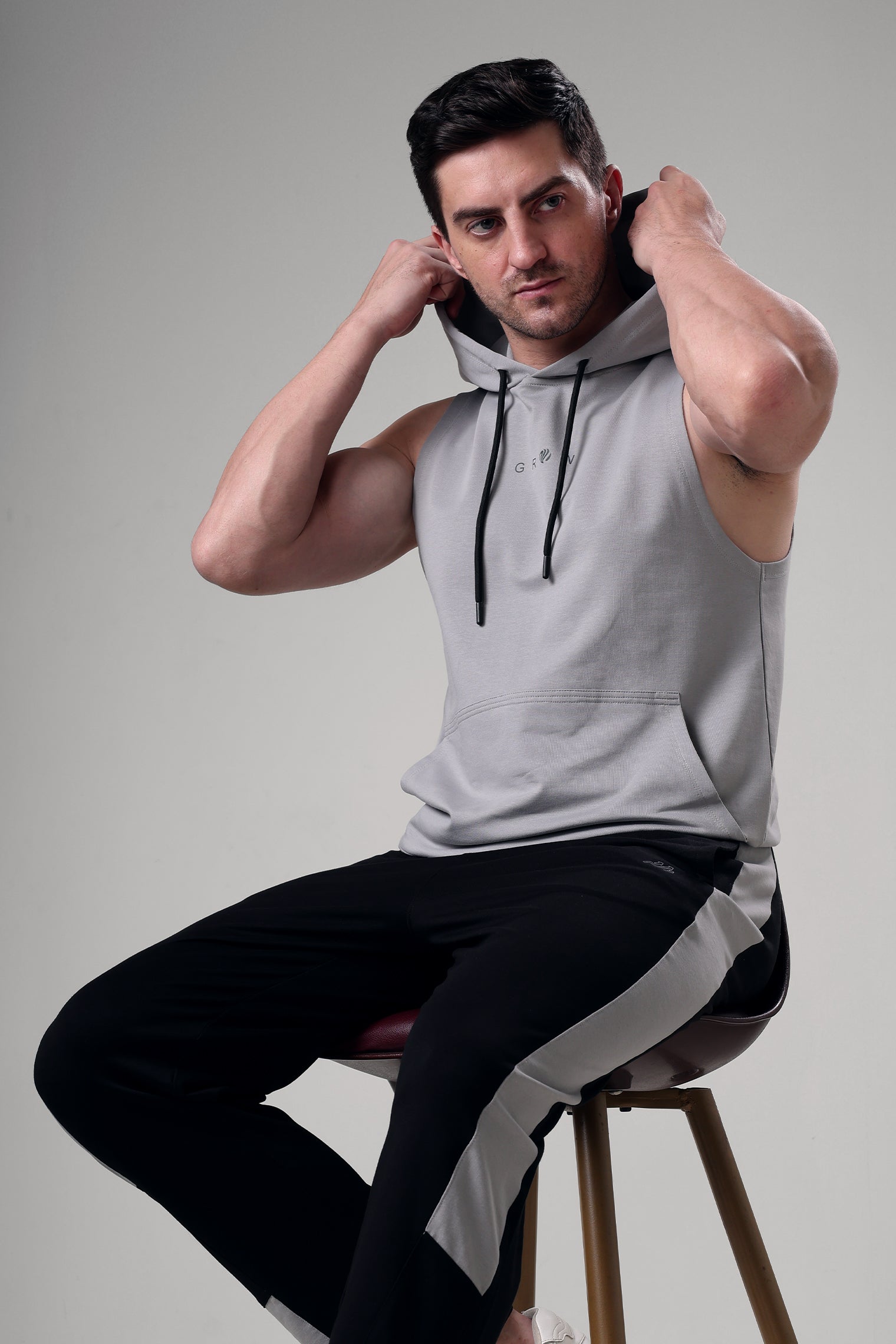 Grow Sleeveless Hoodie Light Grey