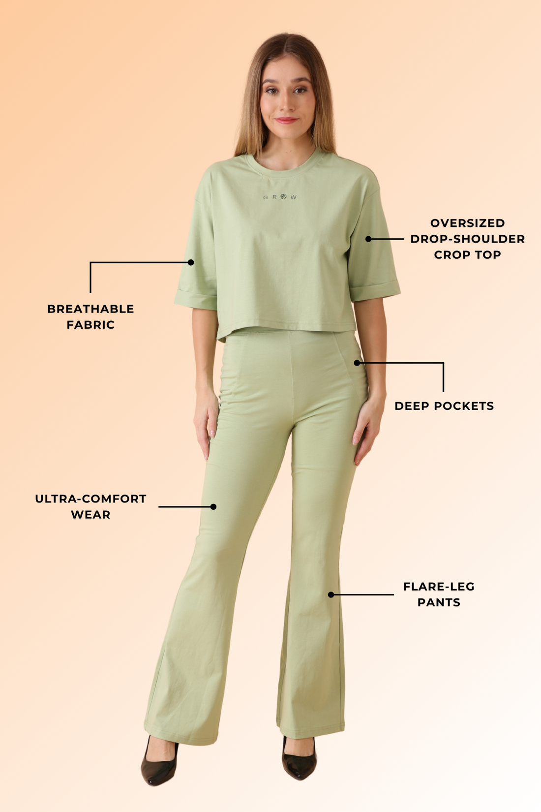 GROW Lounge Luxe Co-ord Set Matcha Mist
