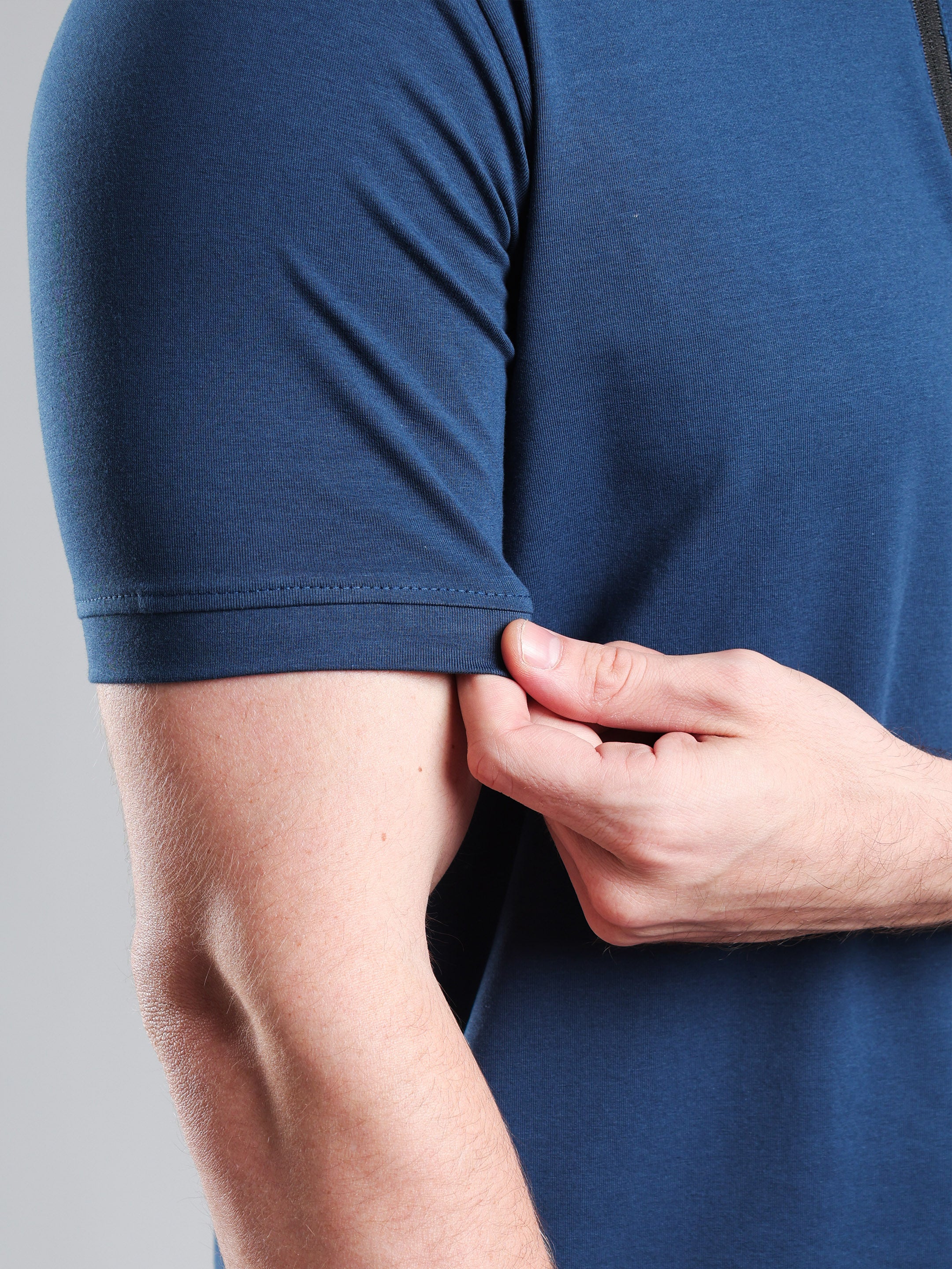 Quarter Zip Solid Half Sleeves Tshirt Airforce