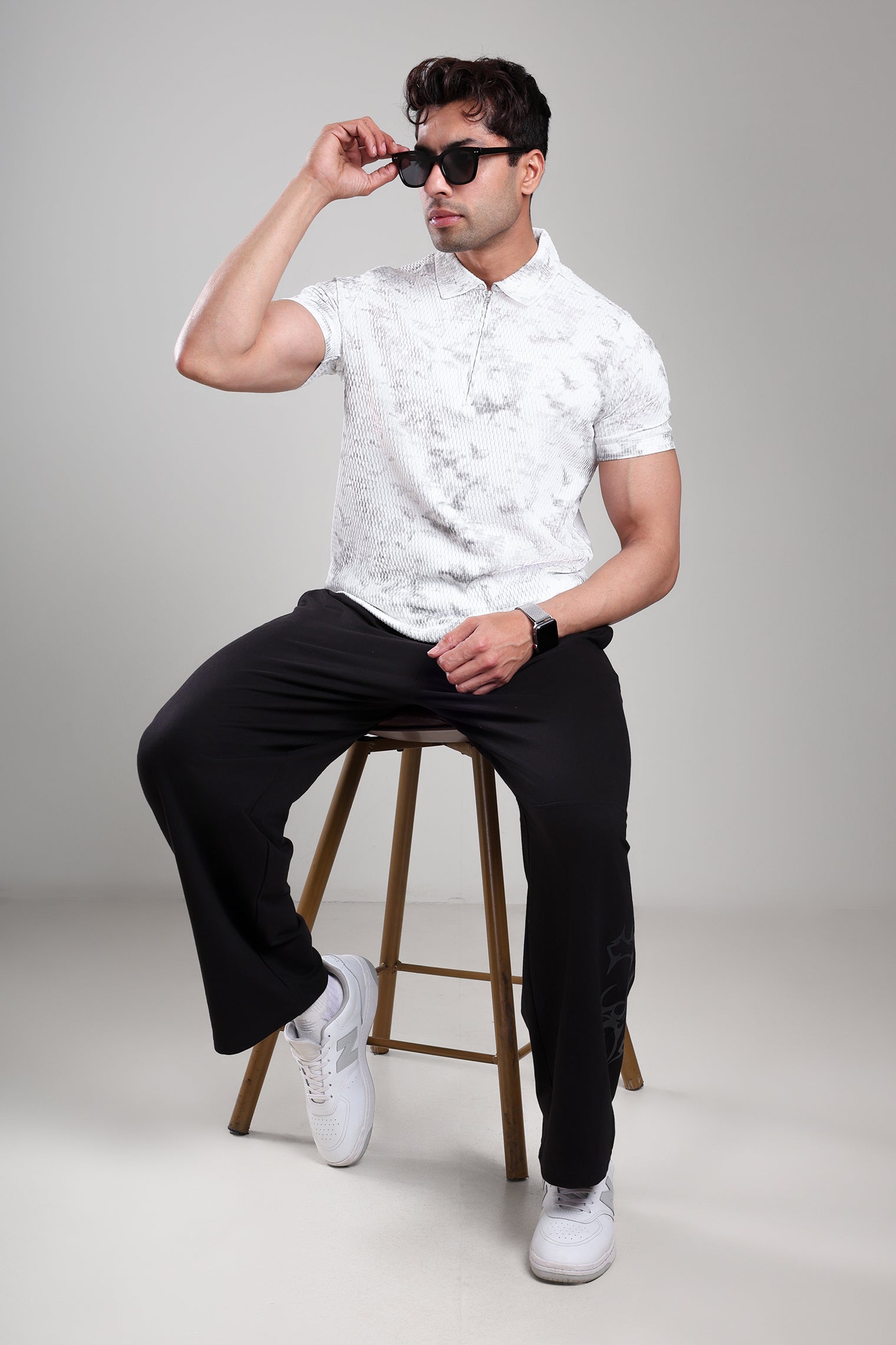 GROW Textured Polo Tee White