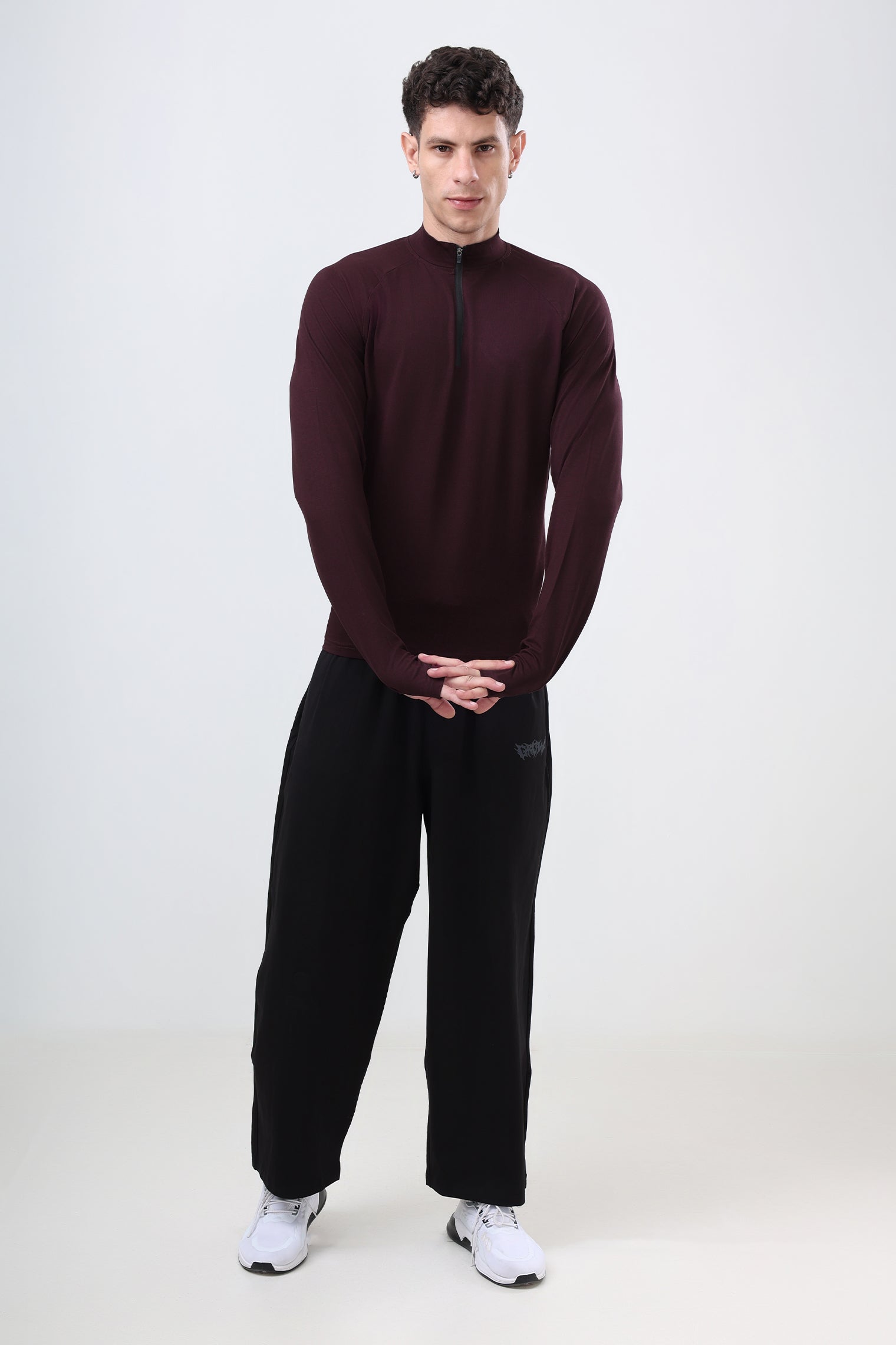 Quarter Zip T-Shirt (Cotton Feel) Wine