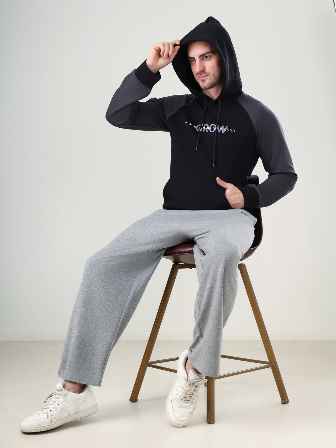 Grow Raglan Comfy Hoodie Black