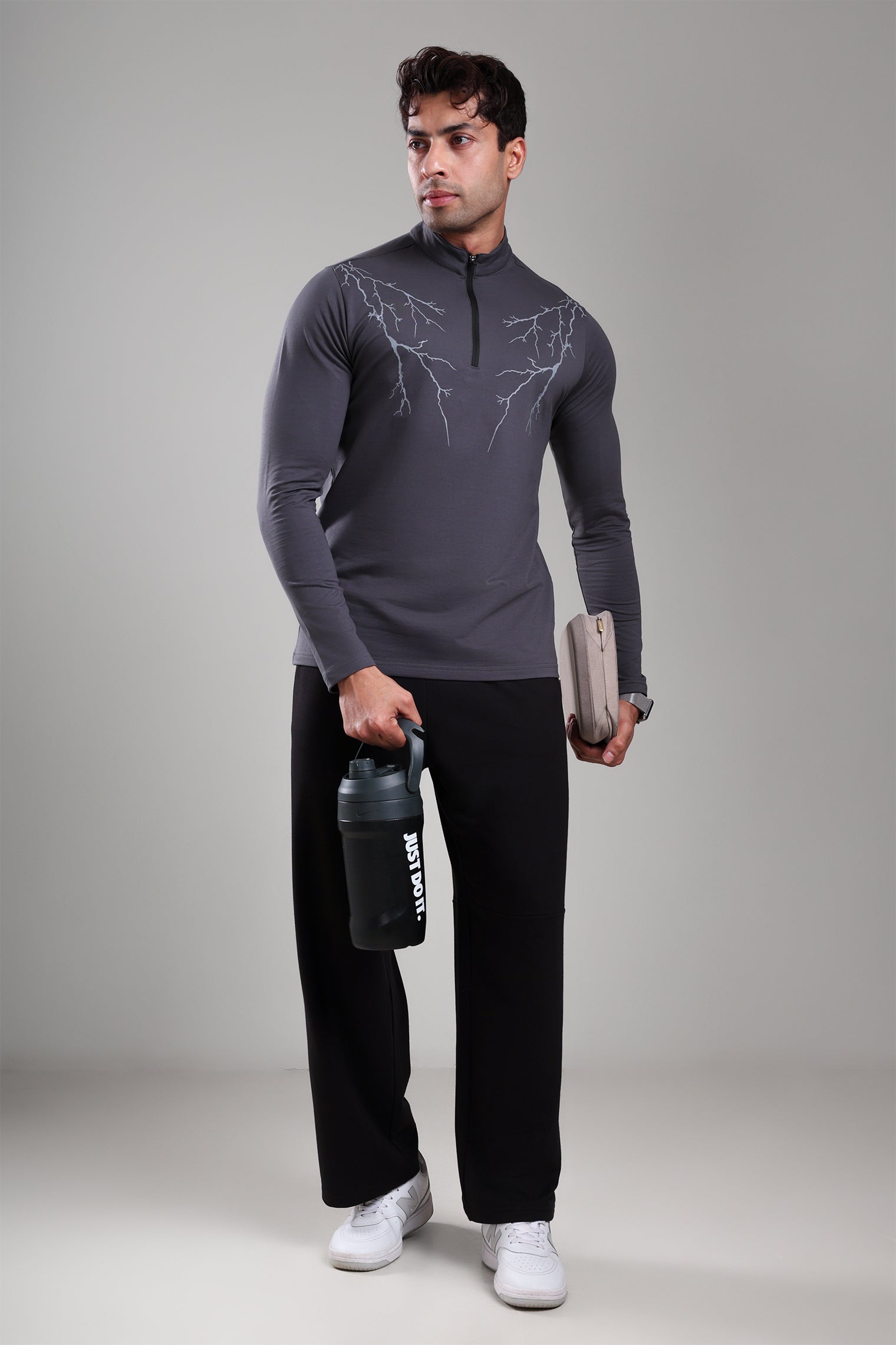 GROW ThunderFlex Zip Tshirt Dark Grey