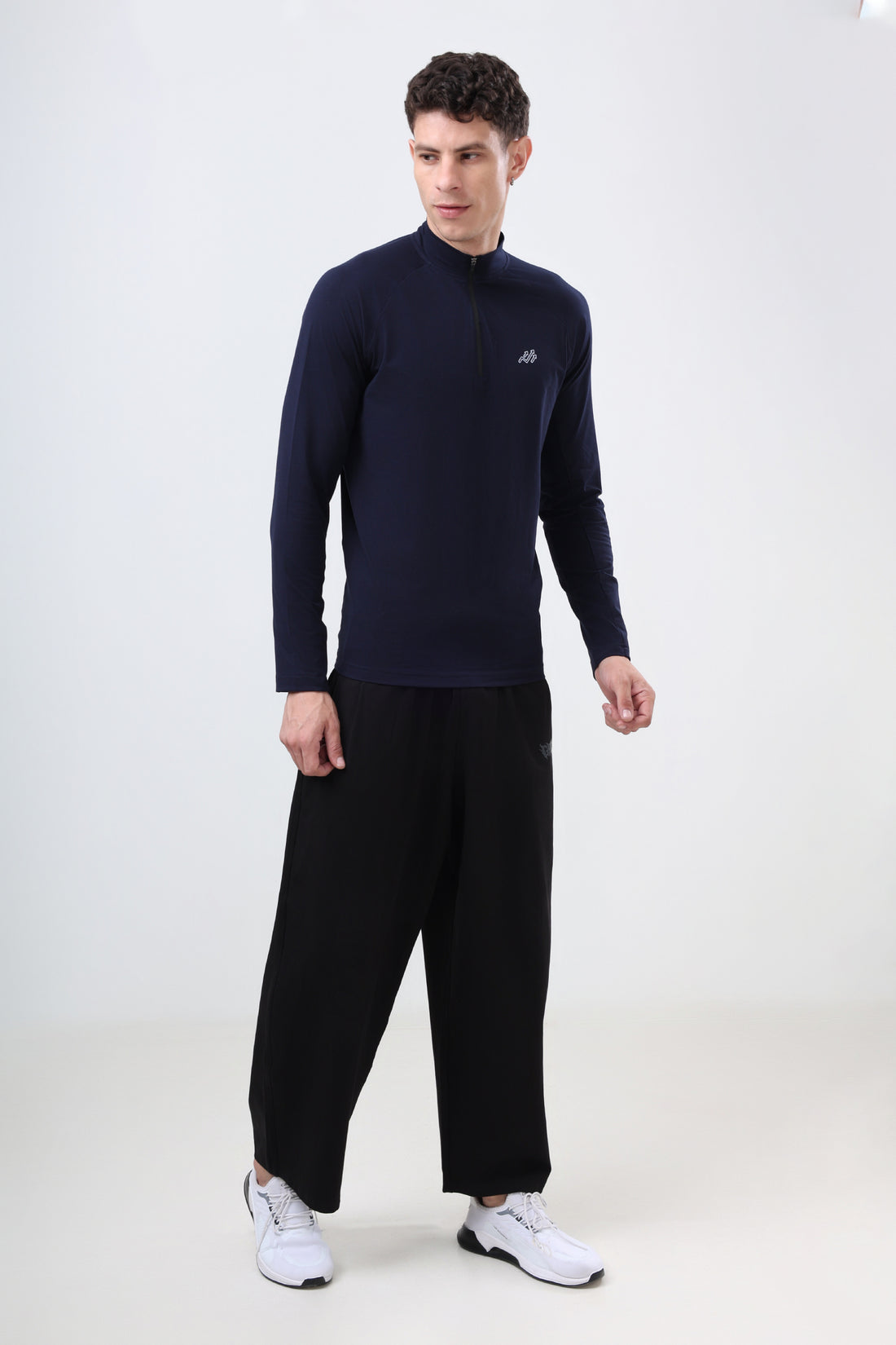 Raglan Quarter Zip T-Shirt (Cotton Feel) Navy