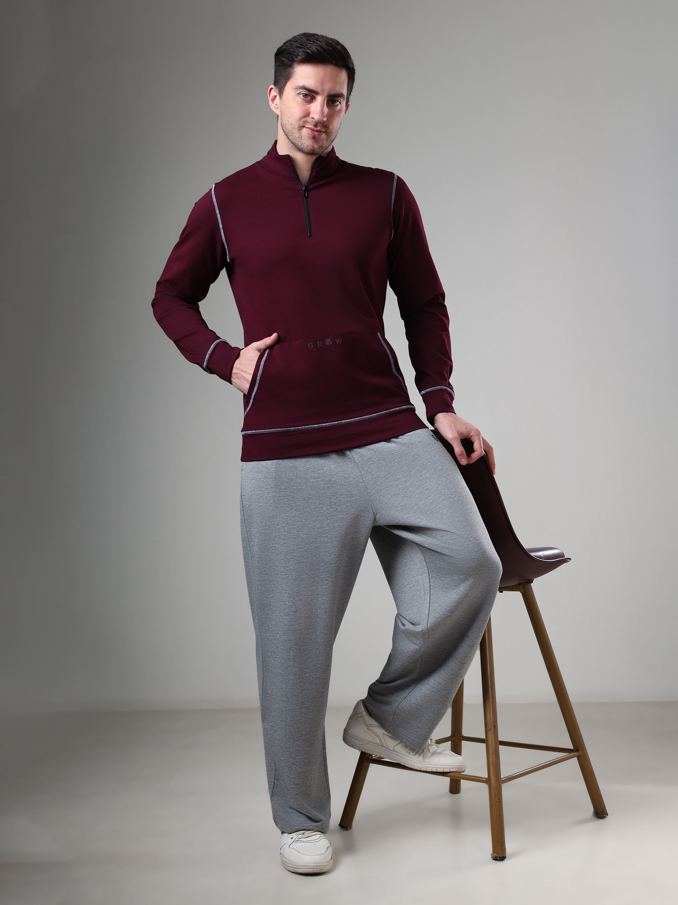 Grow 5T Pullover Wine Grey