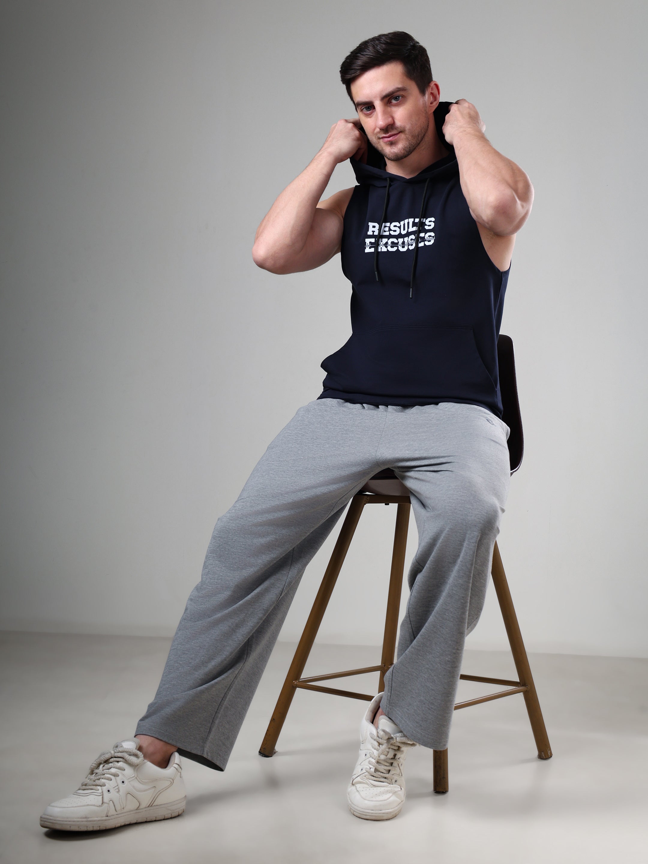 Results Sleeveless Hoodie Navy