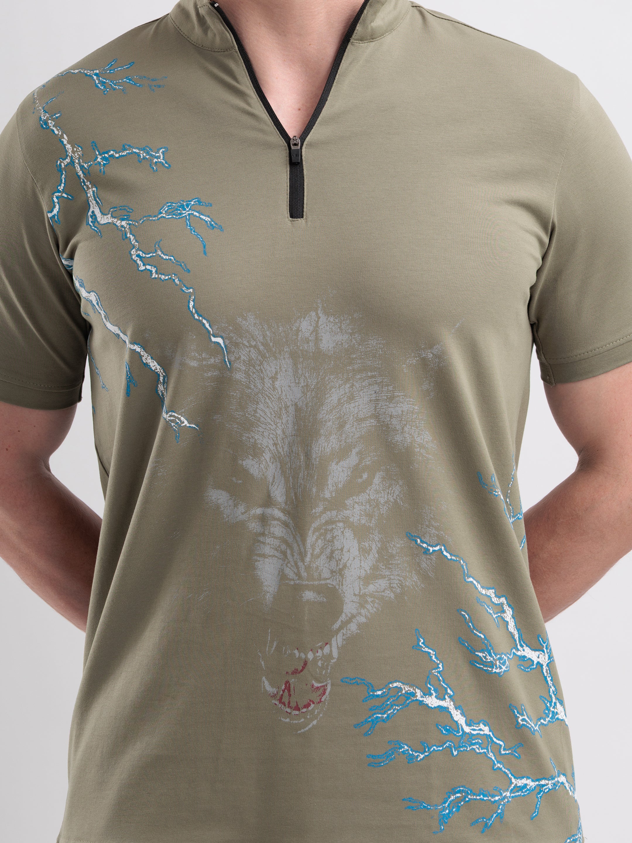 Thunderwolf Quarter Zip Tshirt Mid Grey