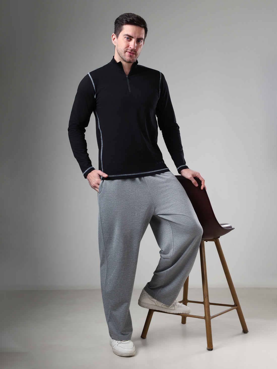 Grow 5T Quarter Zip T-shirt Black/Grey