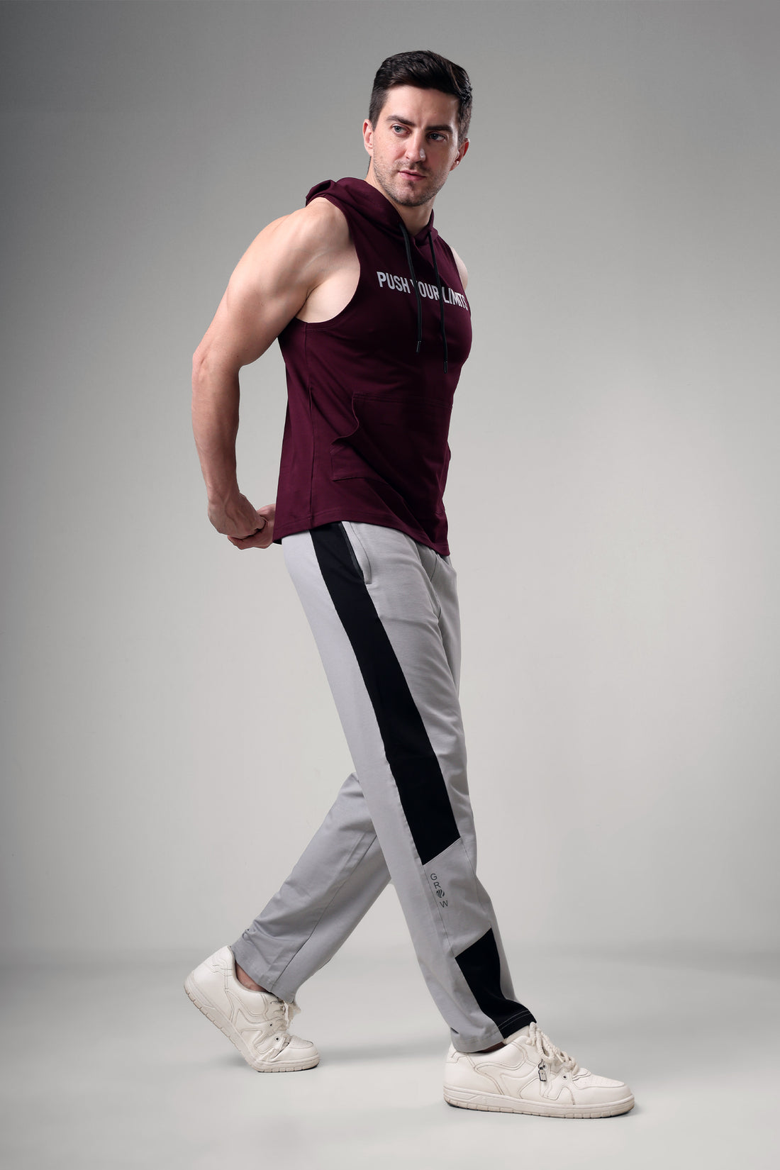 Push Sleeveless Hoodie Wine