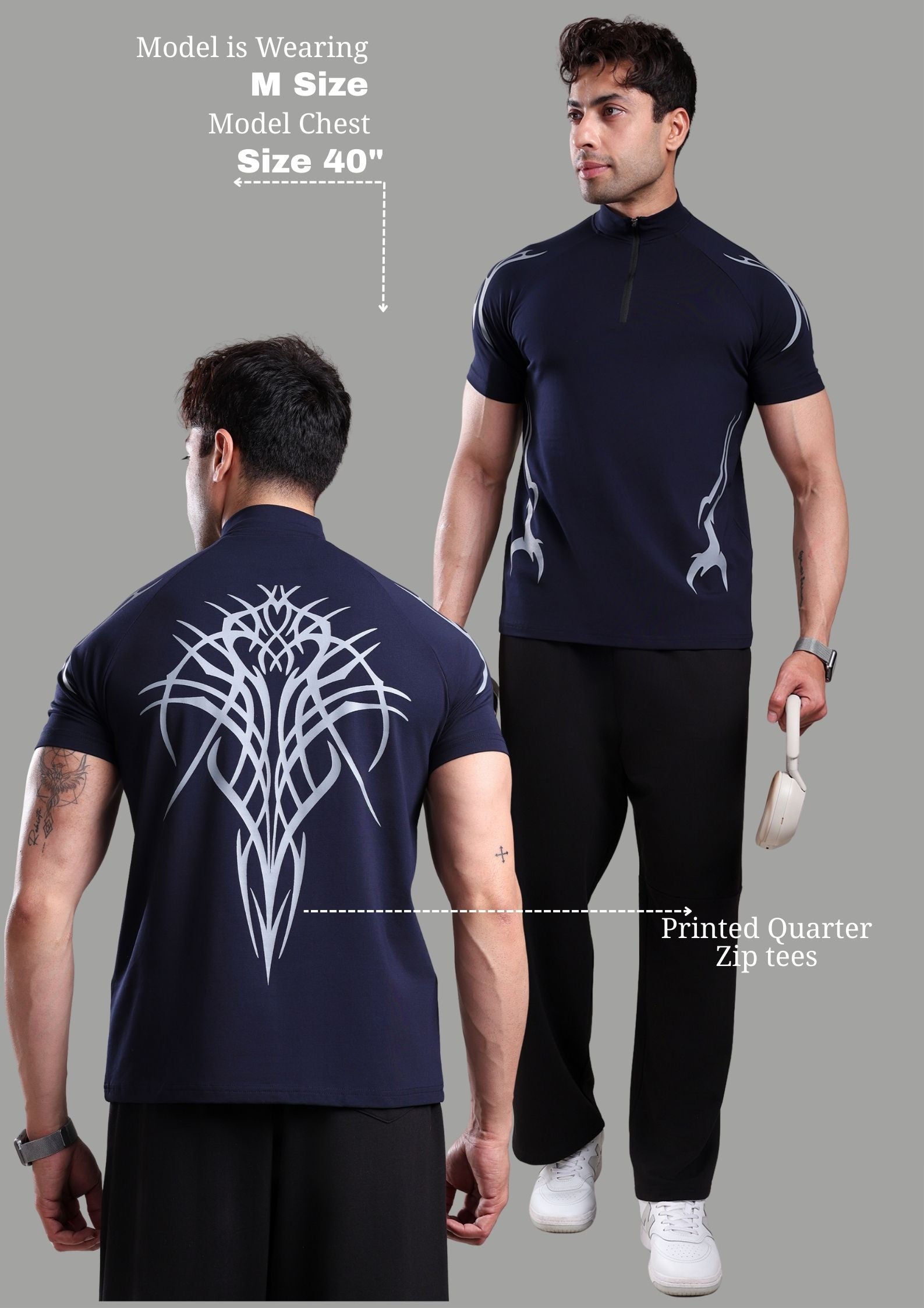 GROW ShadowTribe Zip Tshirt Navy