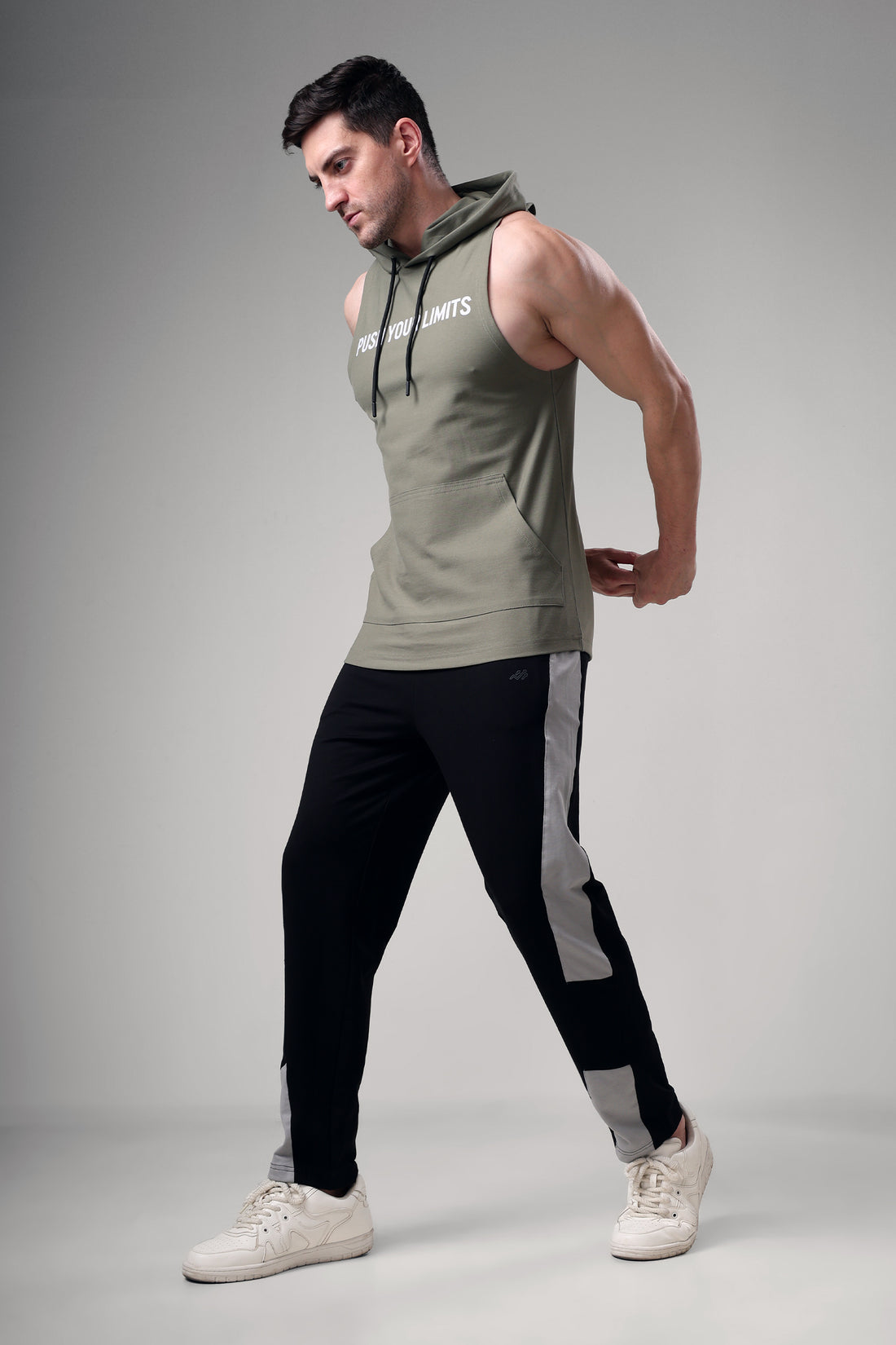 Push Sleeveless Hoodie Grey