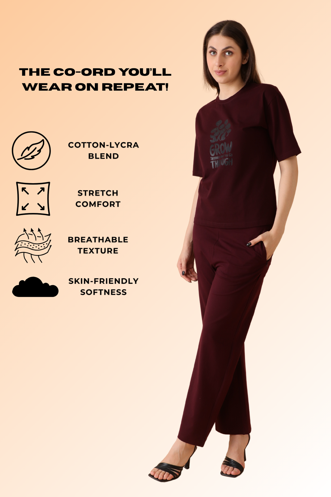 Cloud Nine Co-ord set Wine Dusk