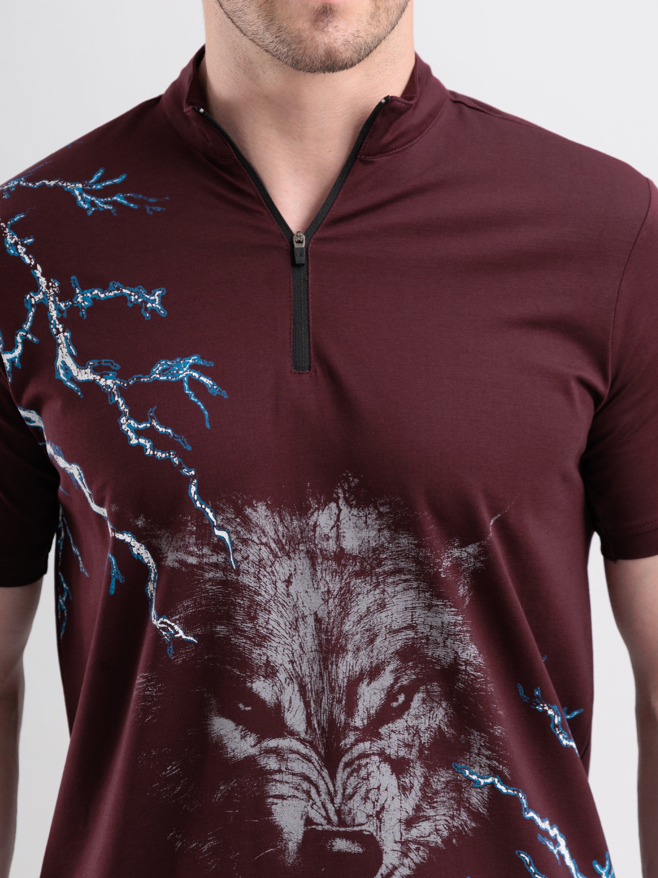 Thunderwolf Quarter Zip Tshirt Wine
