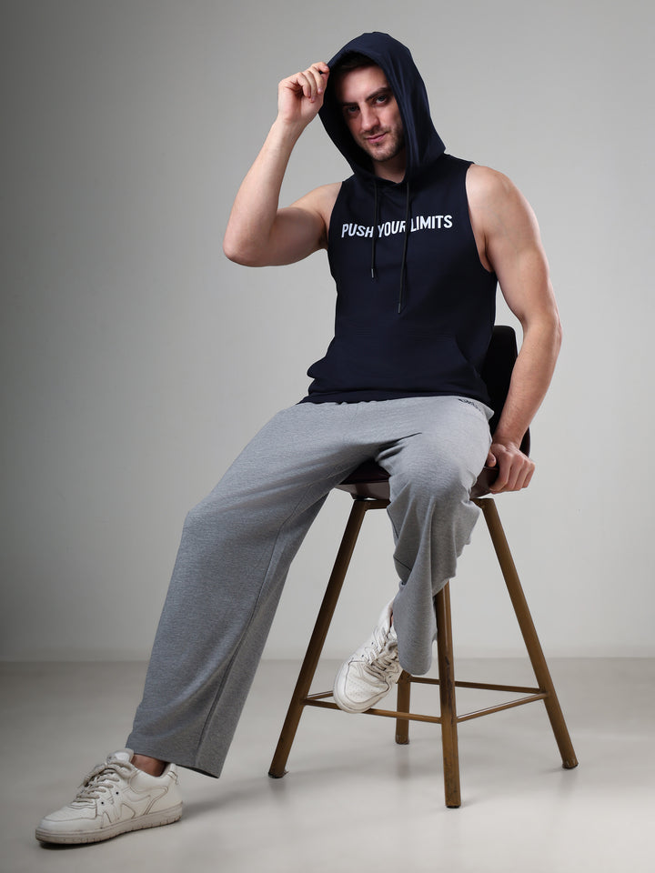 Push Sleeveless Hoodie Navy