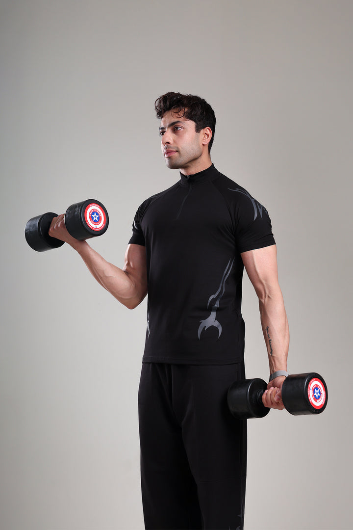 GROW ShadowTribe Zip Tshirt Black